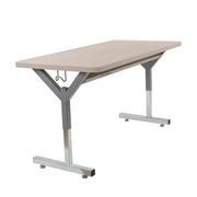 20" x 48" Rectangle Thermofused Table Desk with Adjustable Y-Frame - Asian Sand/Silver