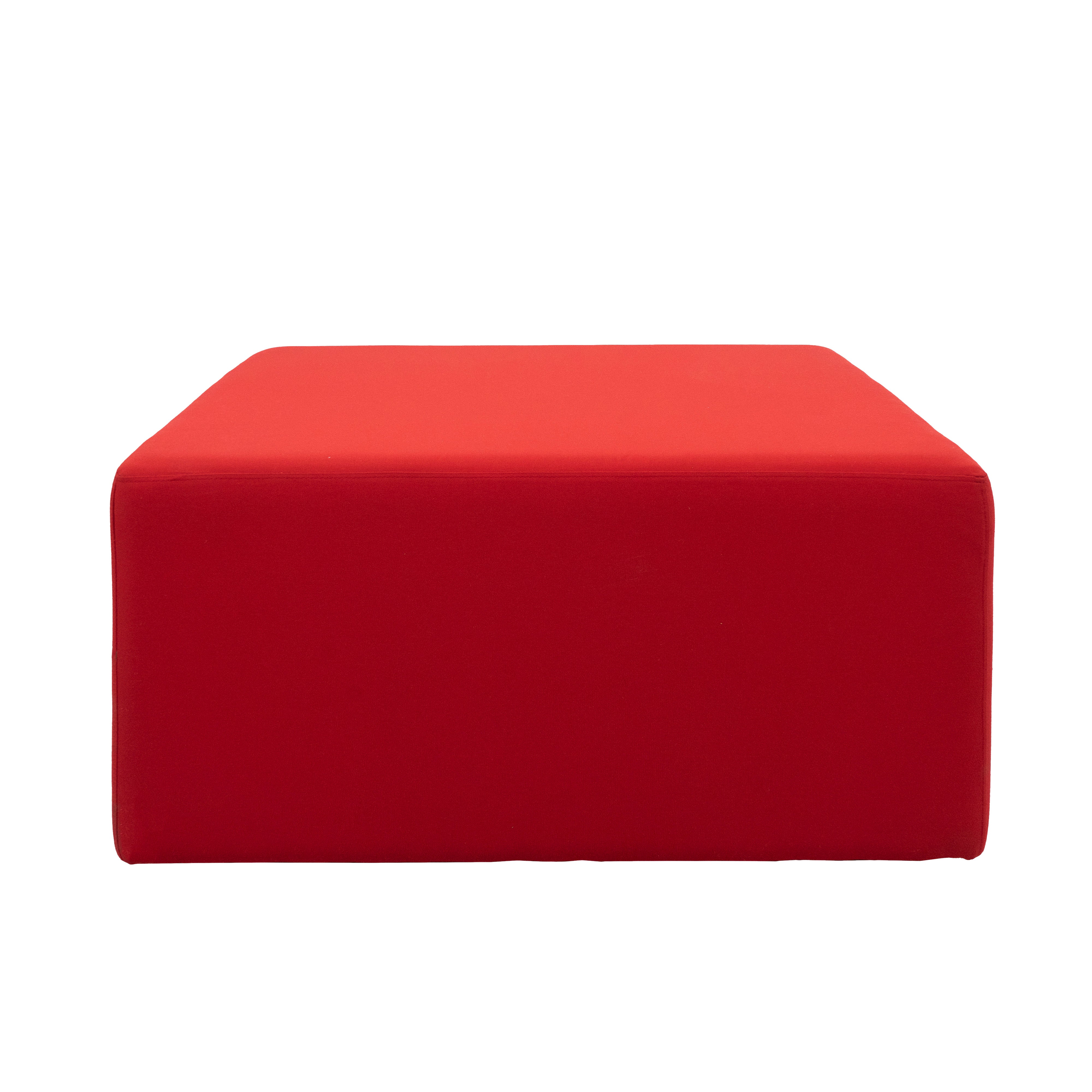Outdoor 36" Square Ottoman with Sunbrella®, 18" H - Canvas Jockey Red