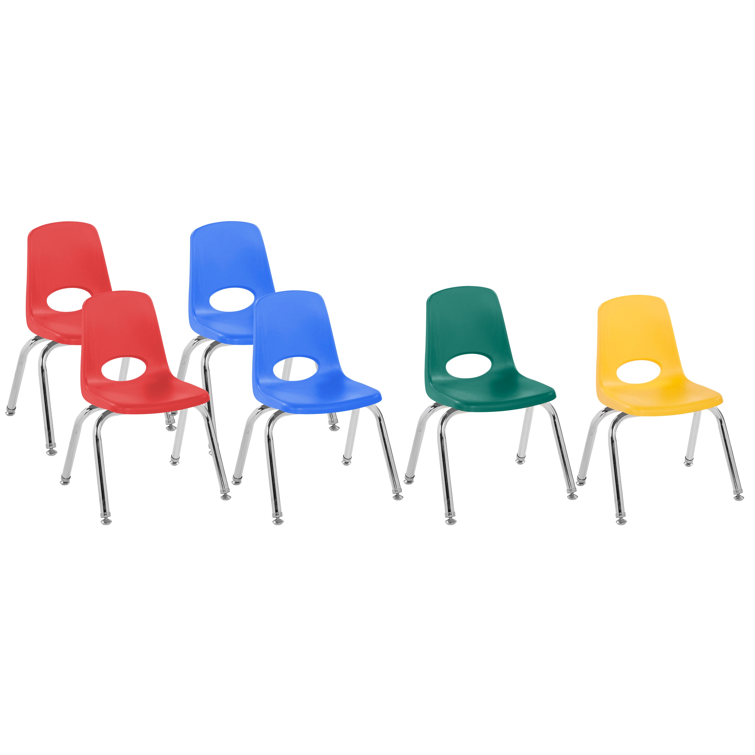 12" Stack Chair with Swivel Glides, 6-Piece - Assorted