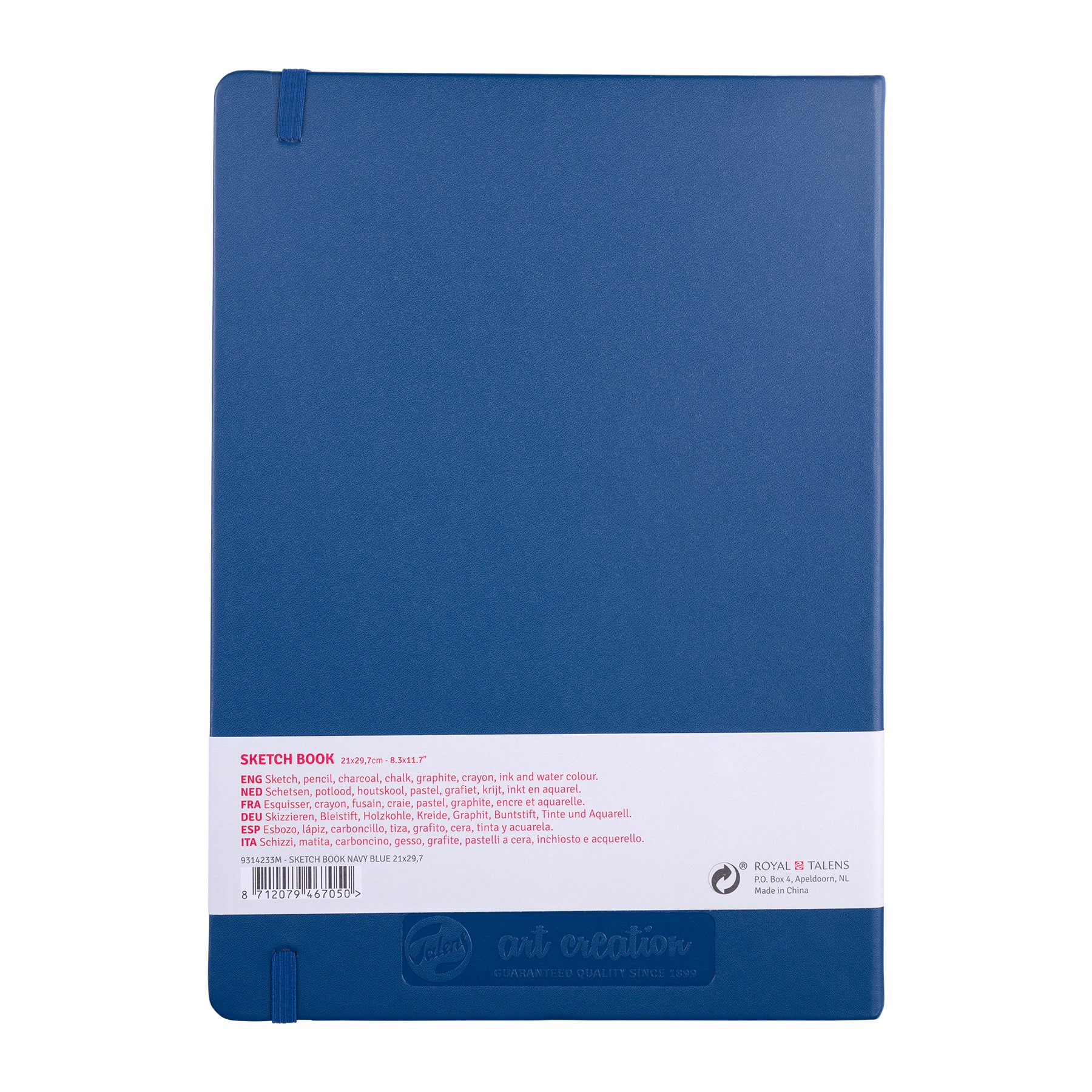 Sketchbook, 80 Sheets, 90lbs, Navy Blue Cover, 8.3" x 11.7" (A4)