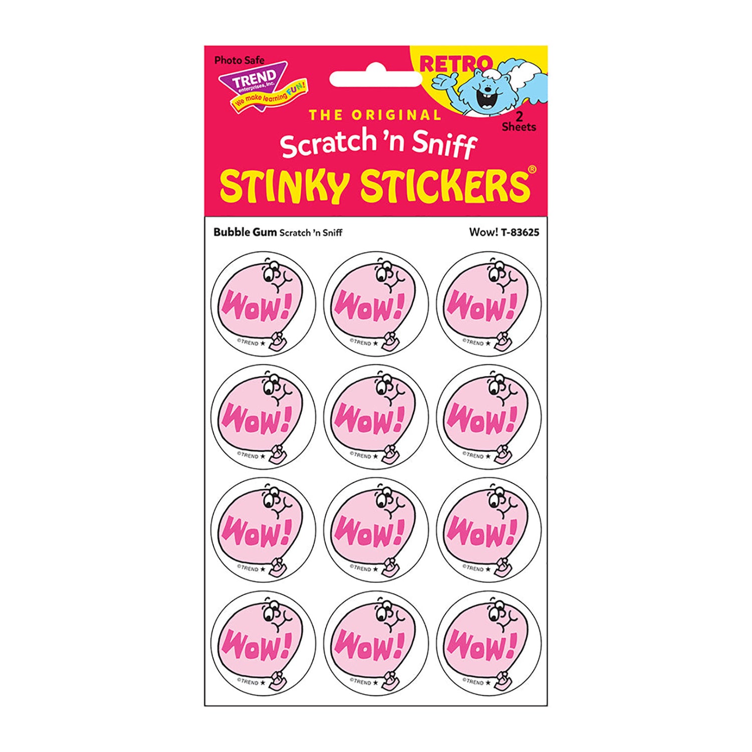 Wow!/Bubble Gum Scented Stickers, Pack of 24