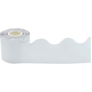 White Scalloped Rolled Border Trim, 50 Feet
