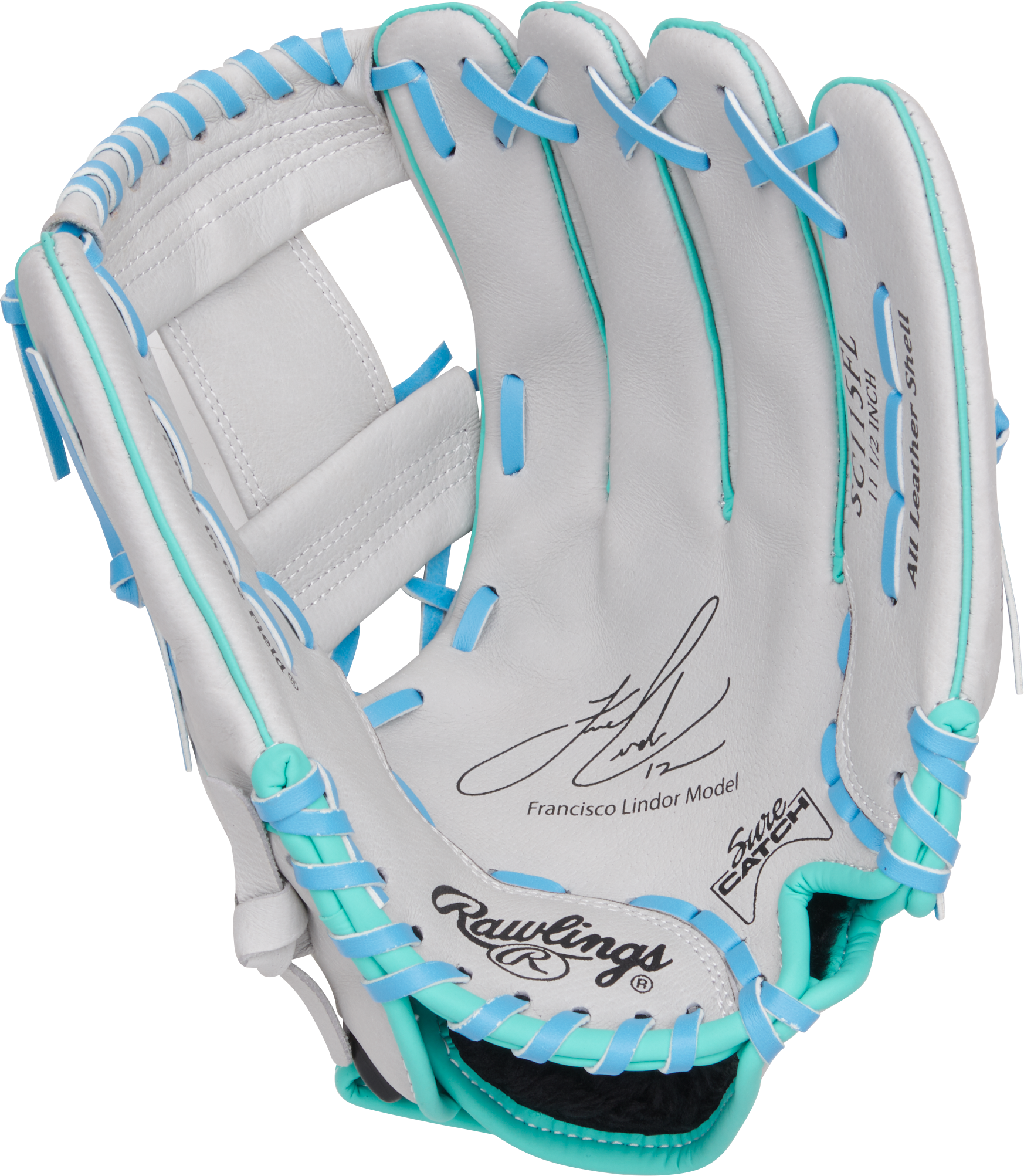 Rawlings Sure Catch Series Youth Francisco Lindor Signature 11.5-Inch Baseball Glove  - Right Hand Thrower - Gray