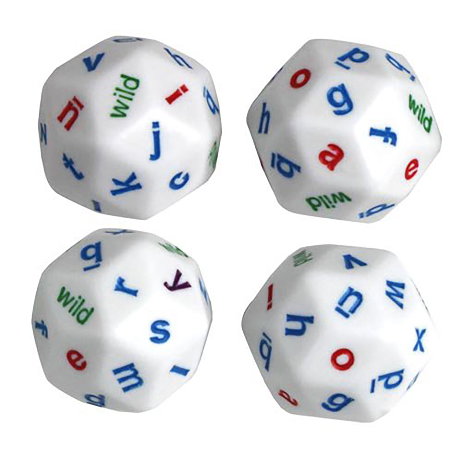 30-Sided Alphabet Dice, Lowercase, Set of 4