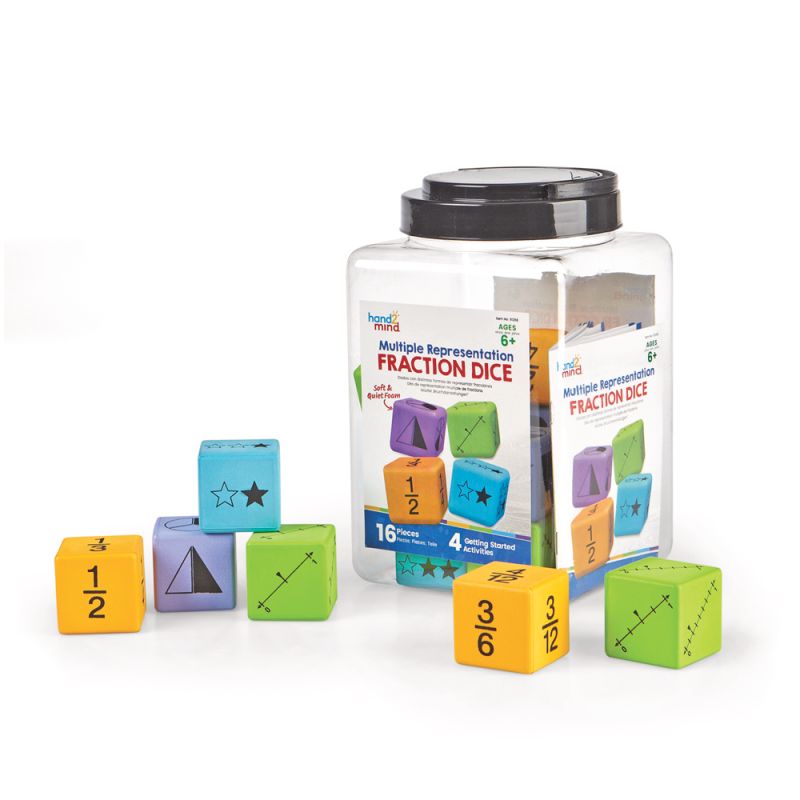 Dice, Fraction, Foam 4 Clrs, S/16