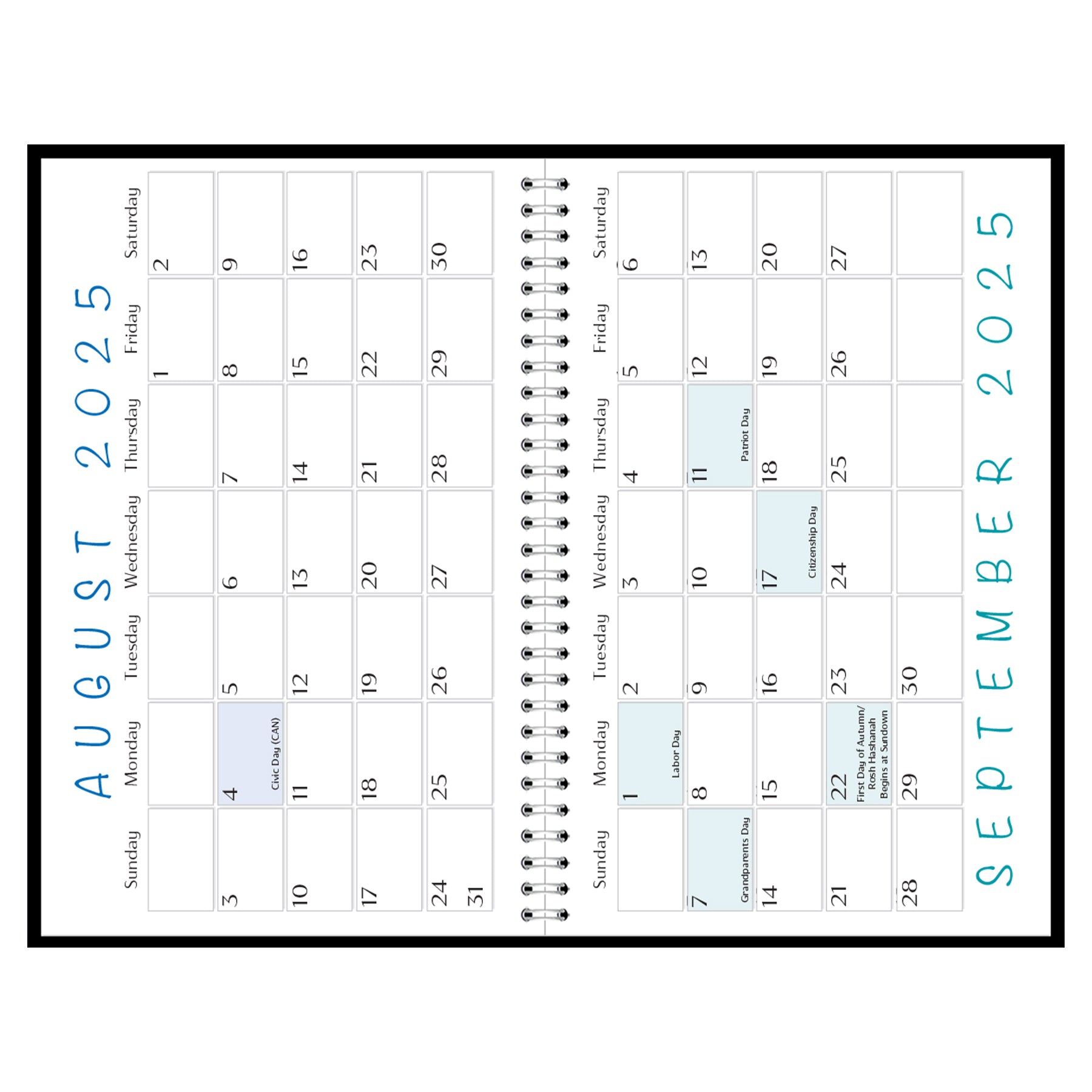 Academic Weekly Assignment Book, Black