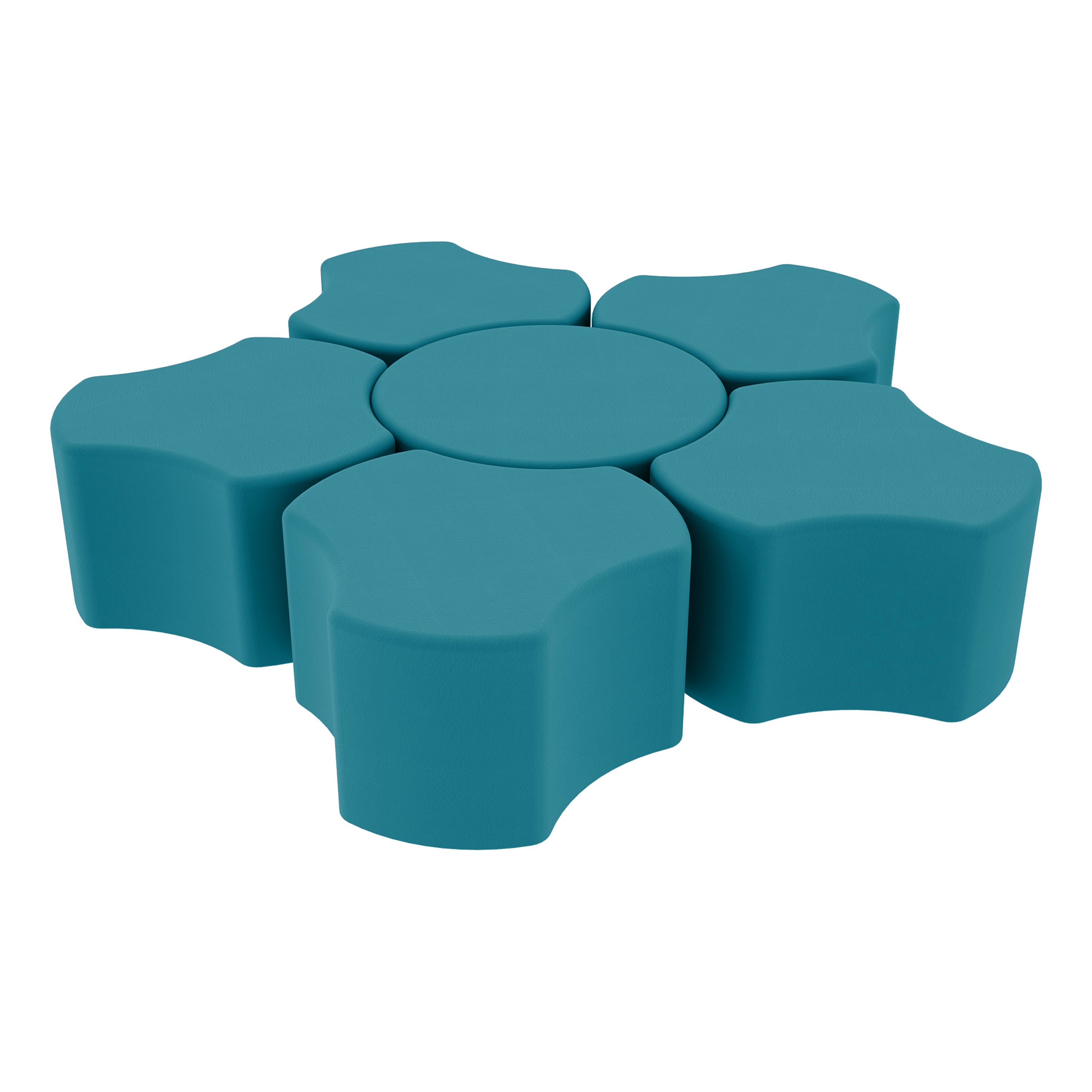 Pro Series 18" Height Cog Ottoman Set, 6-Piece - Teal