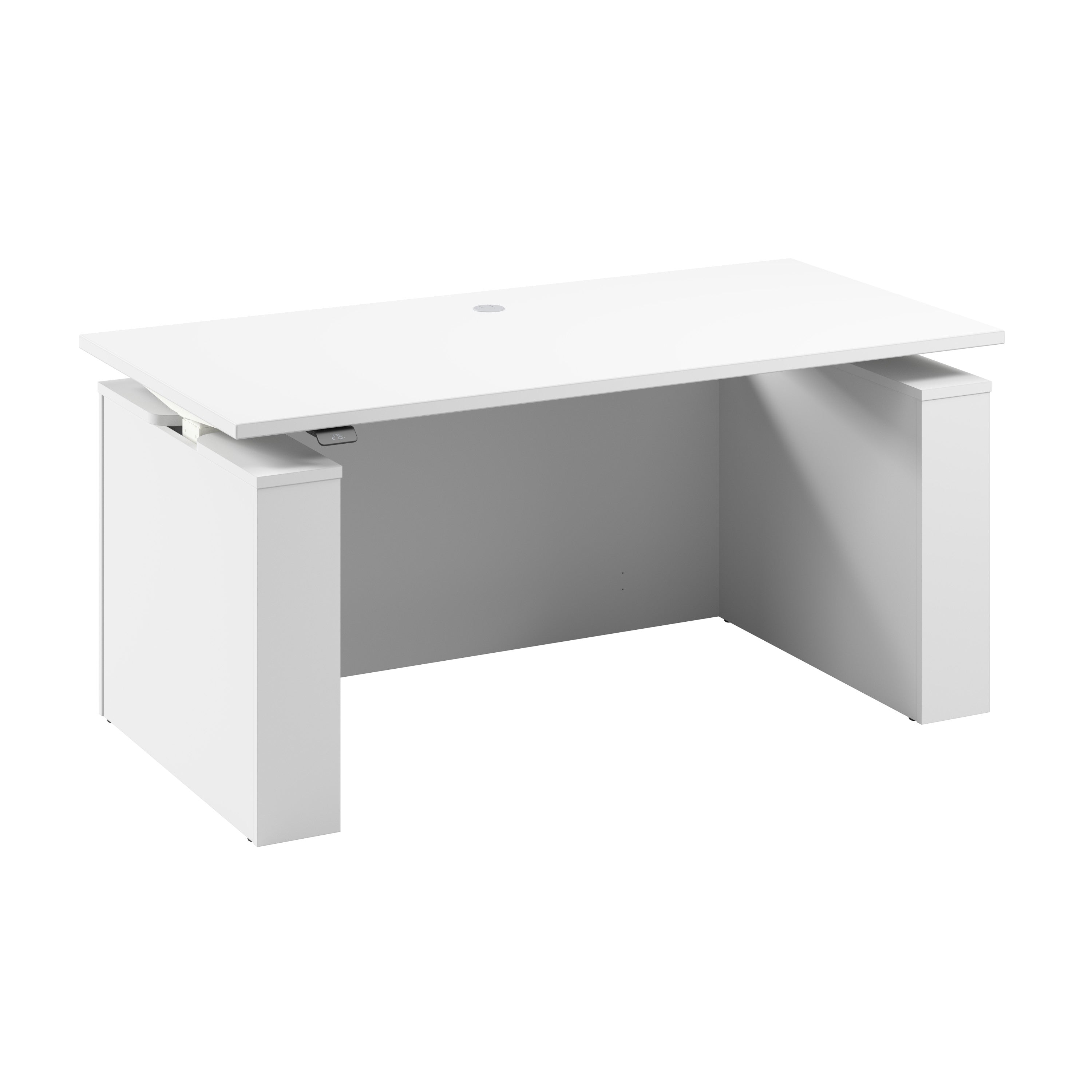 Bush Business Furniture Stratus&nbsp;60W x&nbsp;30D Electric Height Adjustable Standing Desk with Modesty Panel in White with White Base - 59.45" Width x 29.37" Depth x 27.44" Height