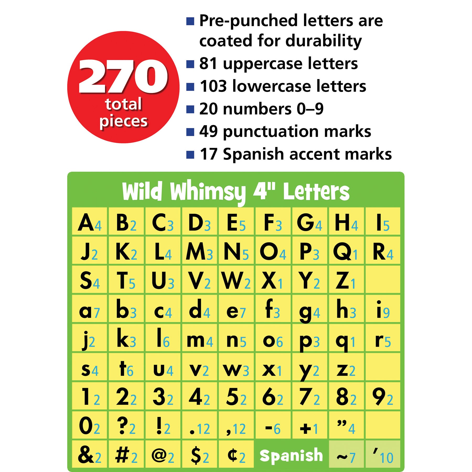 Black 4" Wild Whimsy Letters Combo Pack, Pack of 270