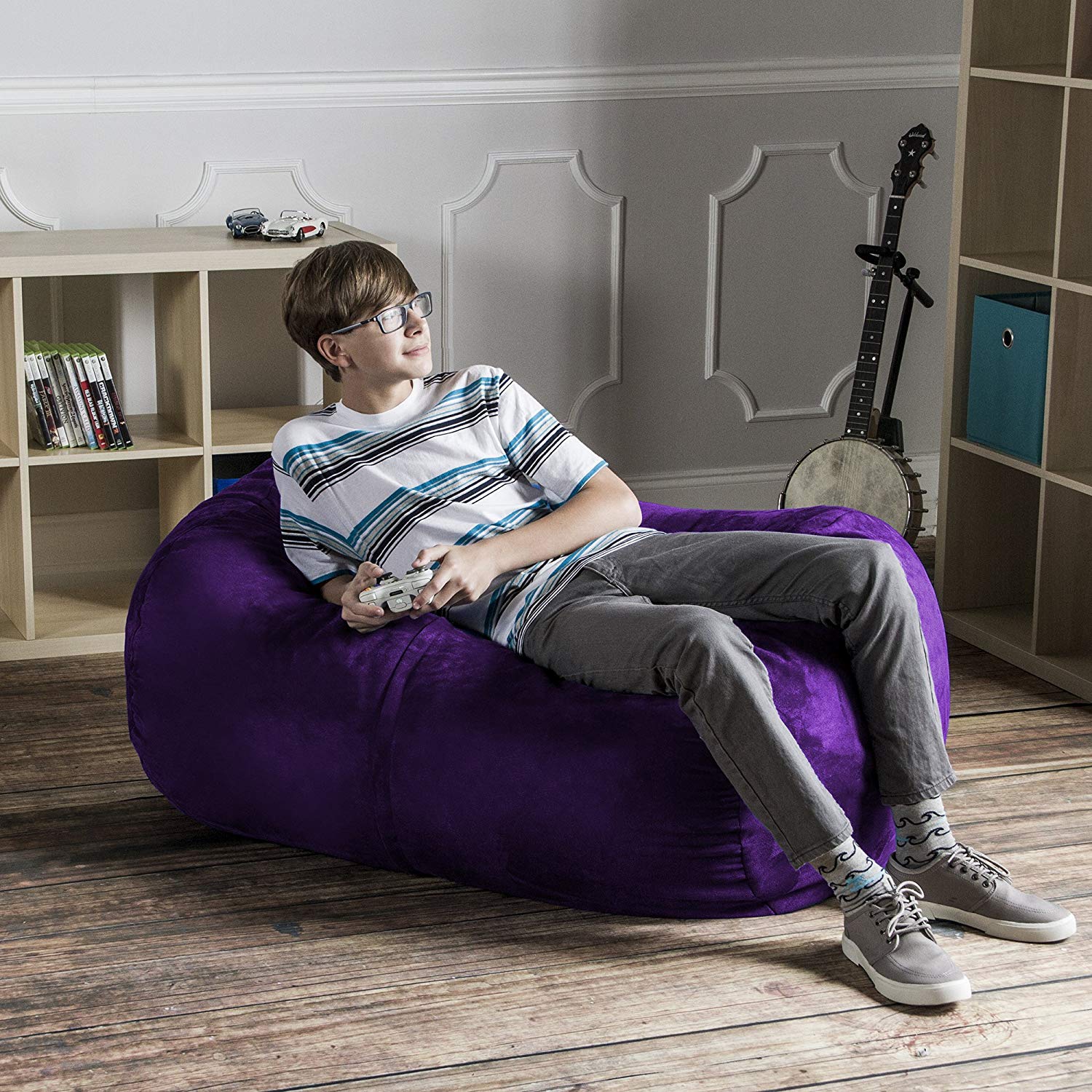 Jaxx Sofa Saxx 4-foot Bean Bag Lounger, Grape