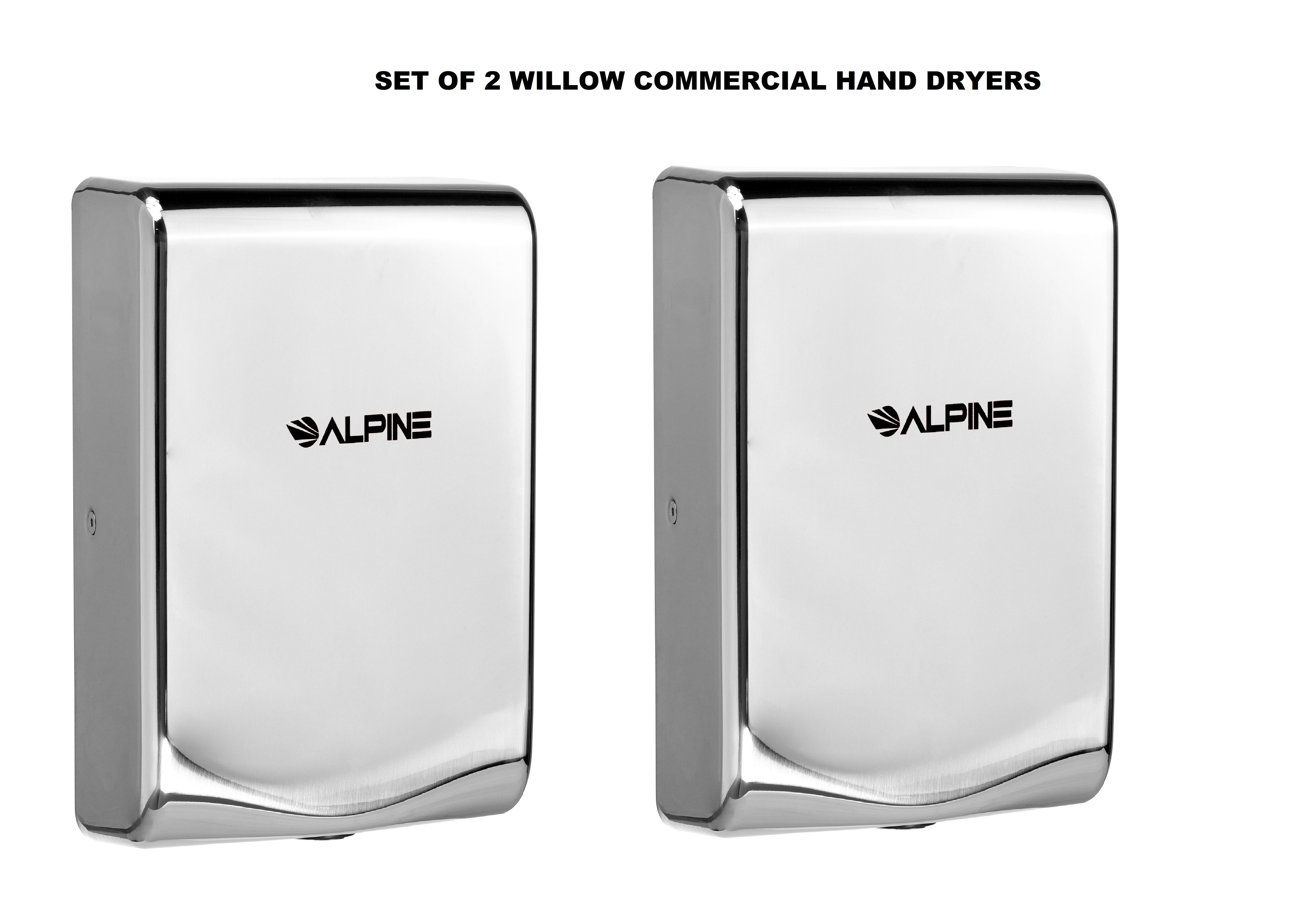Willow Commercial Chrome High Speed Automatic Electric Hand Dryer 2 Pack