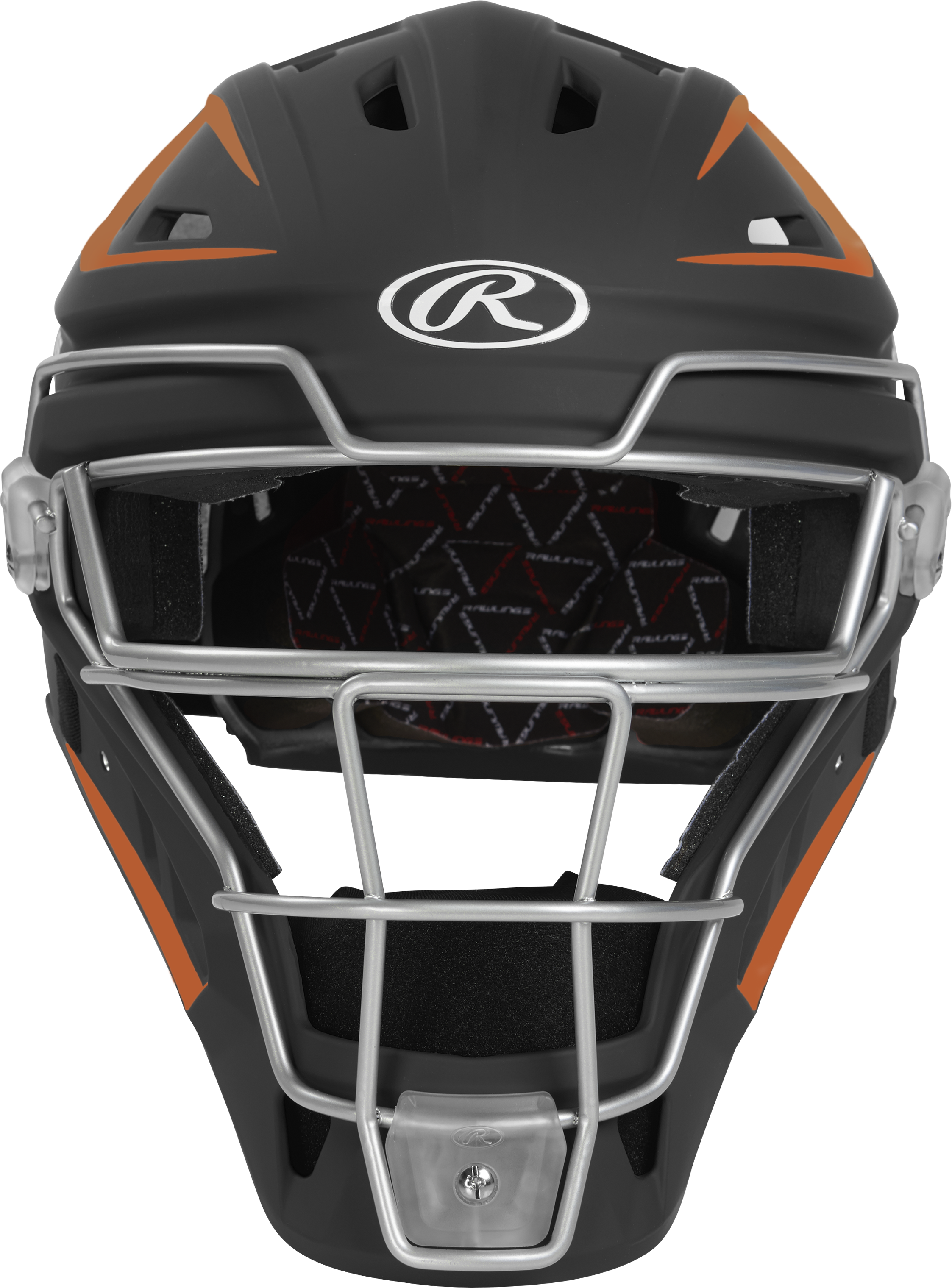 Rawlings Velo 2.0 Matte Senior Catchers Helmet - Black/Athletic Orange