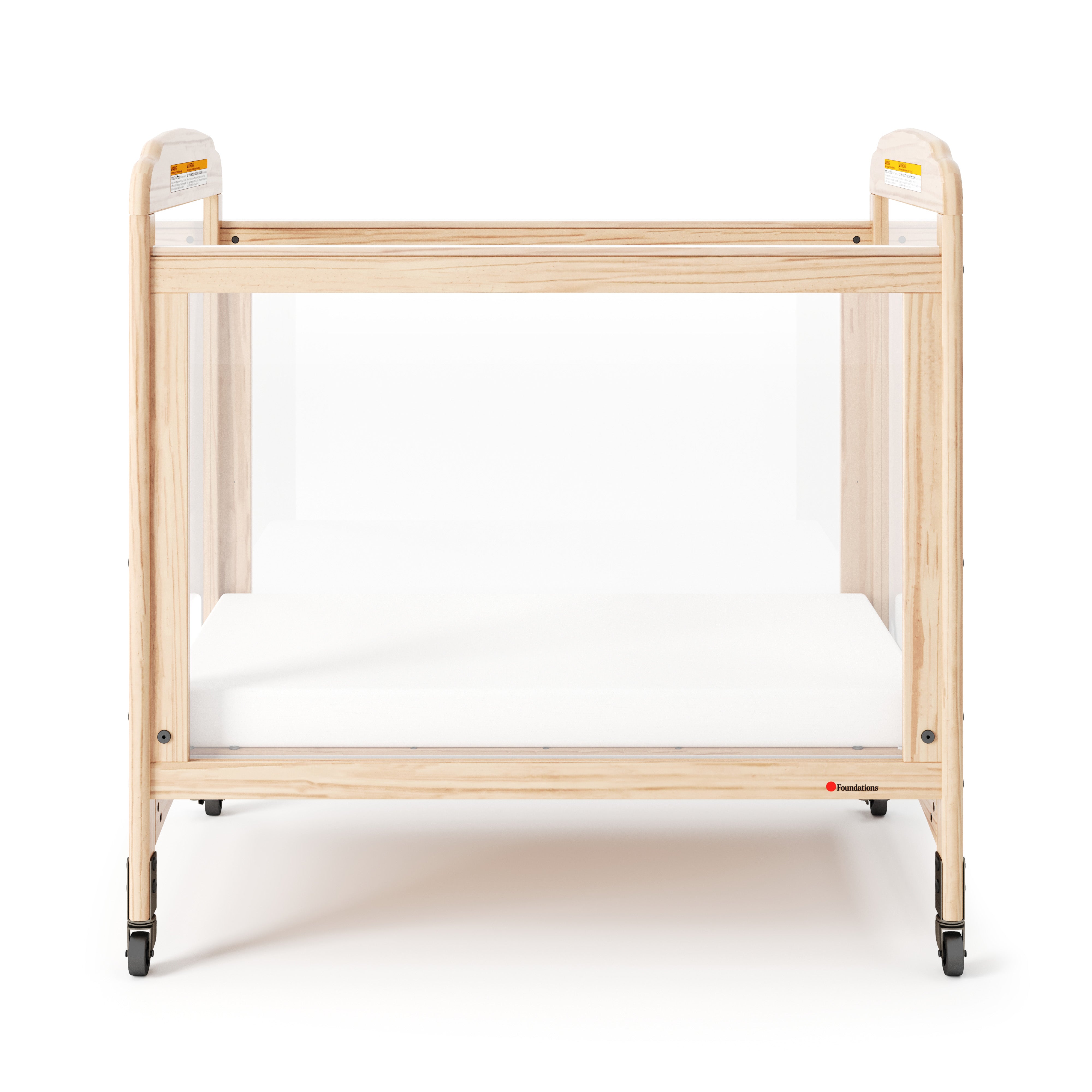 Next Gen Serenity® 4 Panel Clearview Fixed-Side Compact Crib, Natural