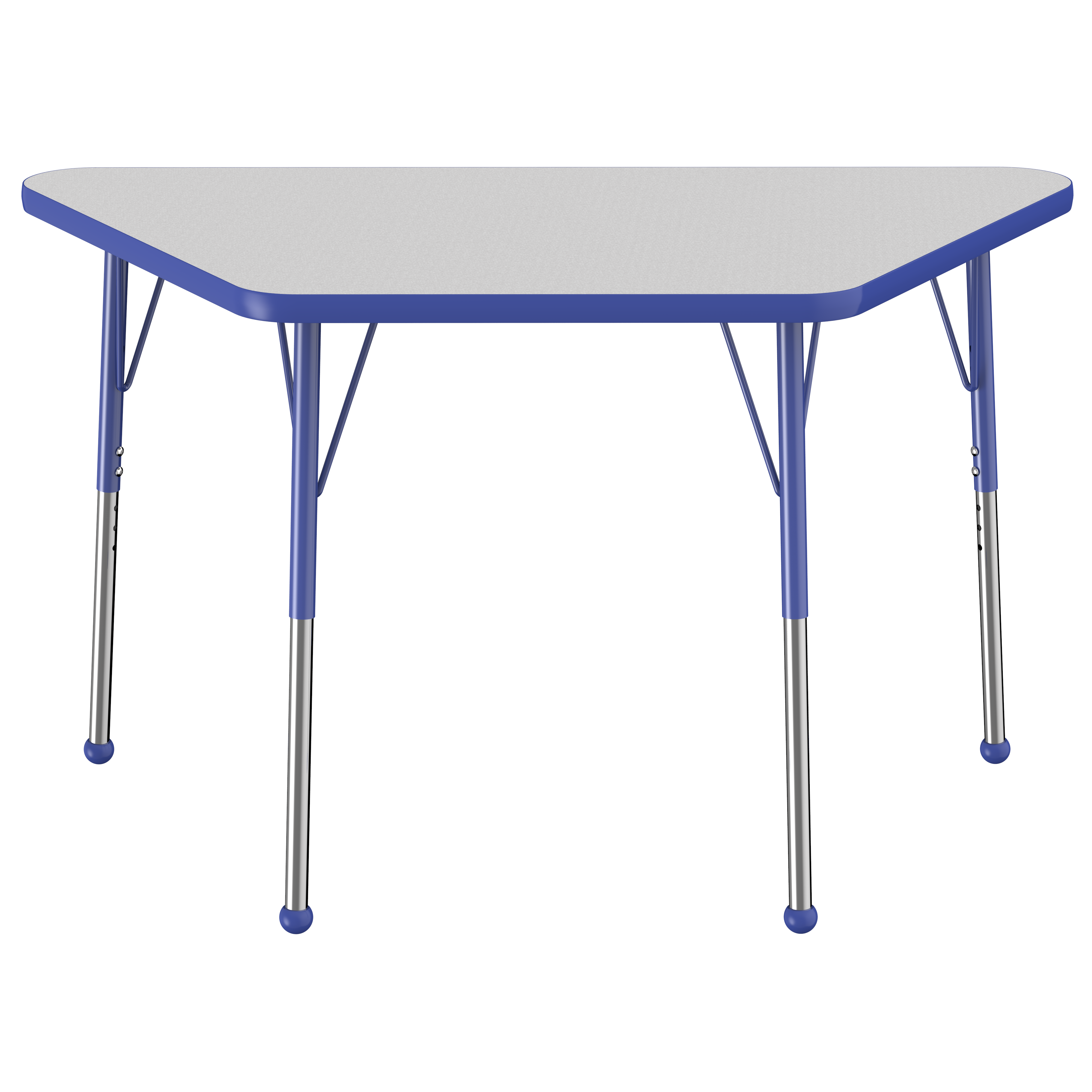 24" x 48" Trapezoid T-Molding Activity Table with Adjustable Standard Ball Glide Legs - Gray/Blue
