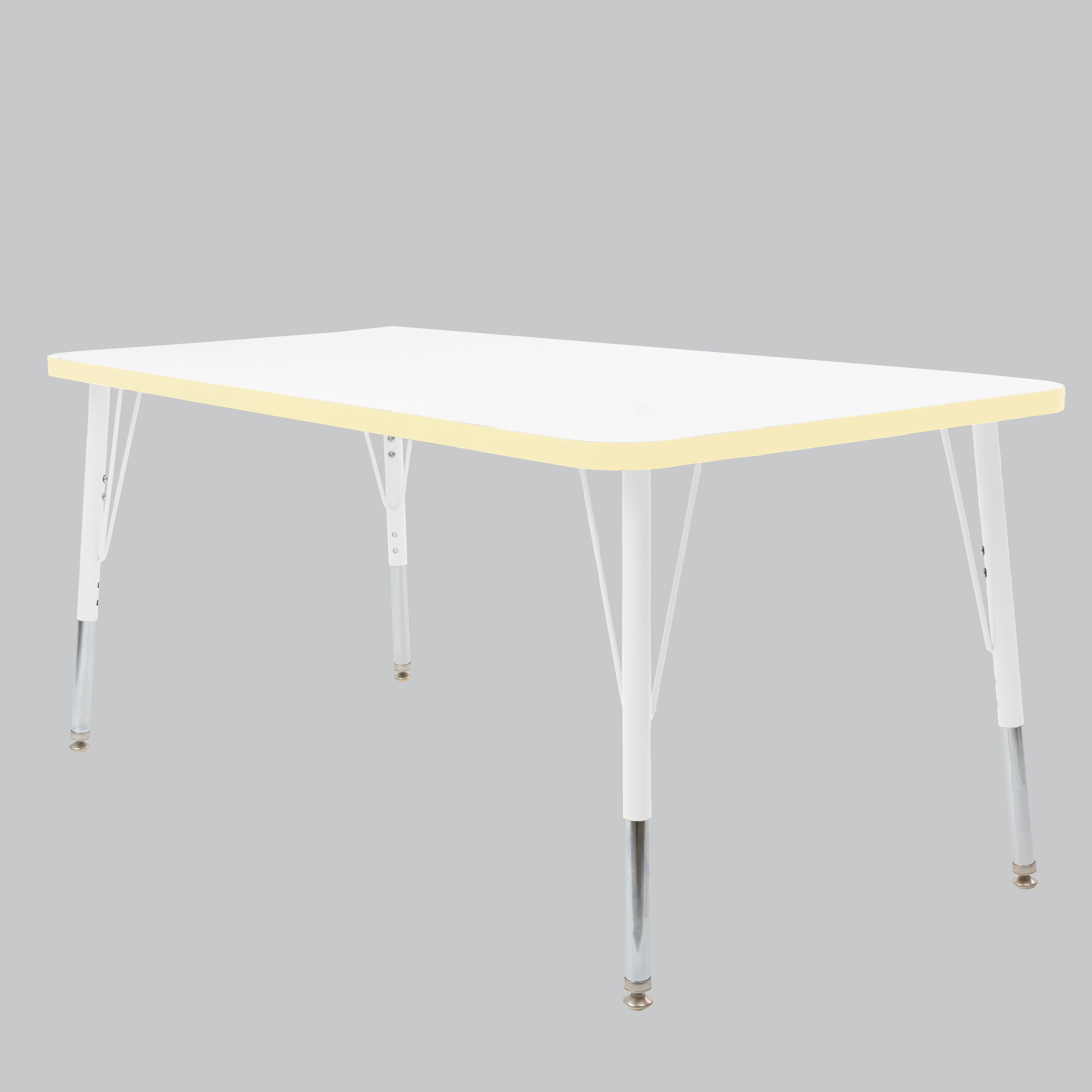 30" x 60" Rectangle Thermofused Activity Table with Adjustable Standard Swivel Glide Legs - White/Squash/White