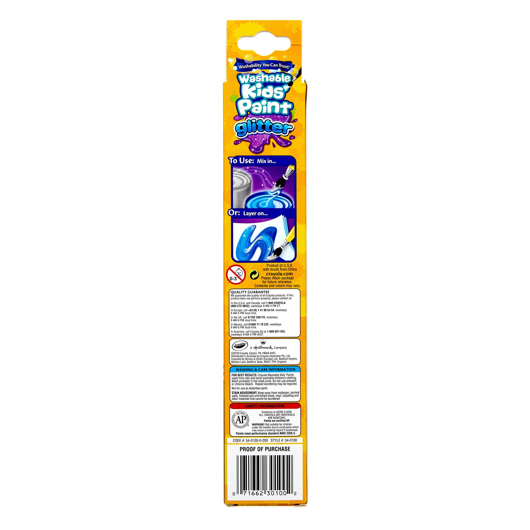 Washable Kids' Paint Pots, Glitter Effects, 6 Count