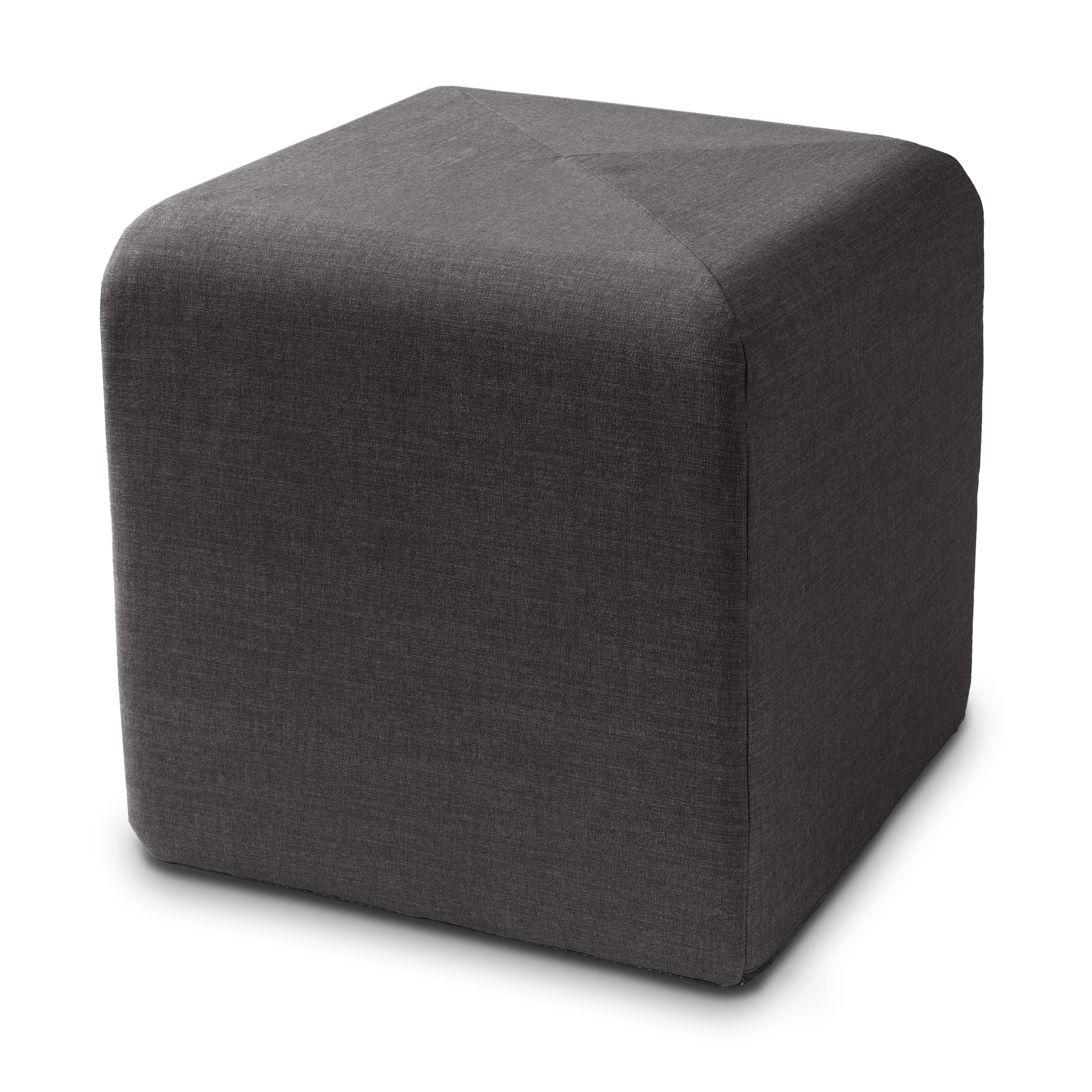 Jaxx Monroe Square Foam Ottoman with Stain Resistant Performance Fabric, Small (18 x 18), Ebony