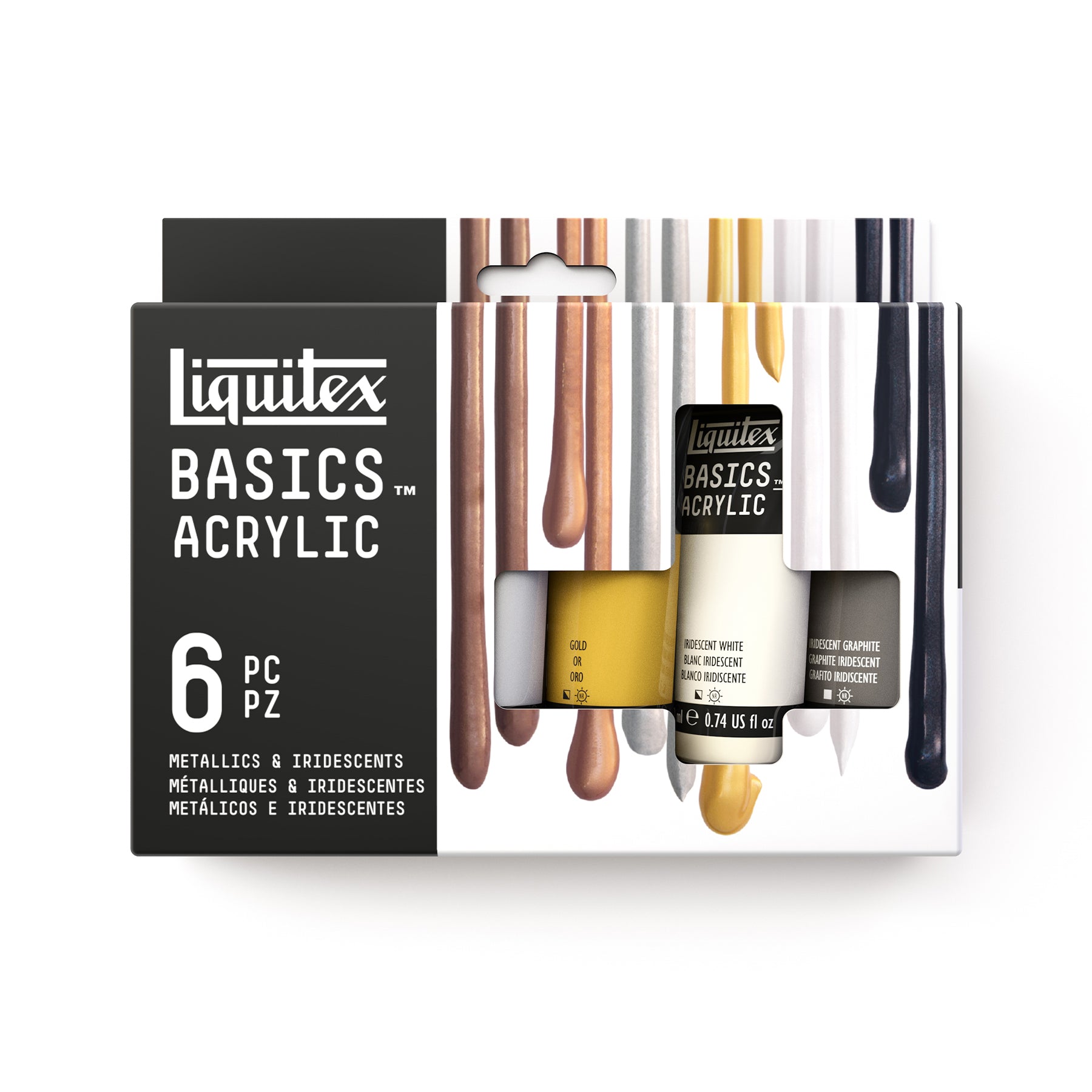 LQ BASICS Acrylic Color 6 x 22ml Tube Set - Metallic & Iridescent
