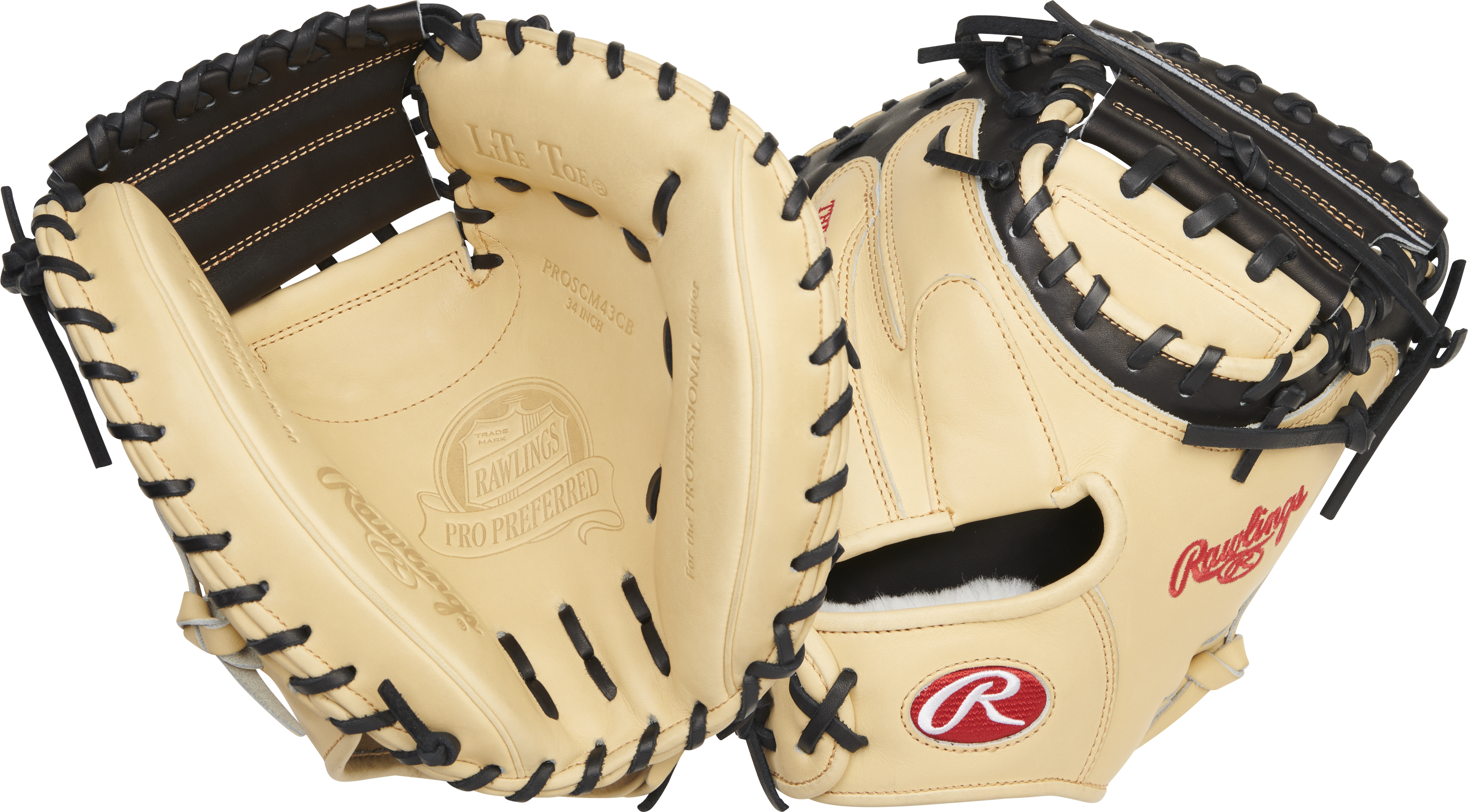 Rawlings Pro Preferred Series Catchers Mitt 34-Inch Baseball Glove - Right Hand Thrower - Camel/Black