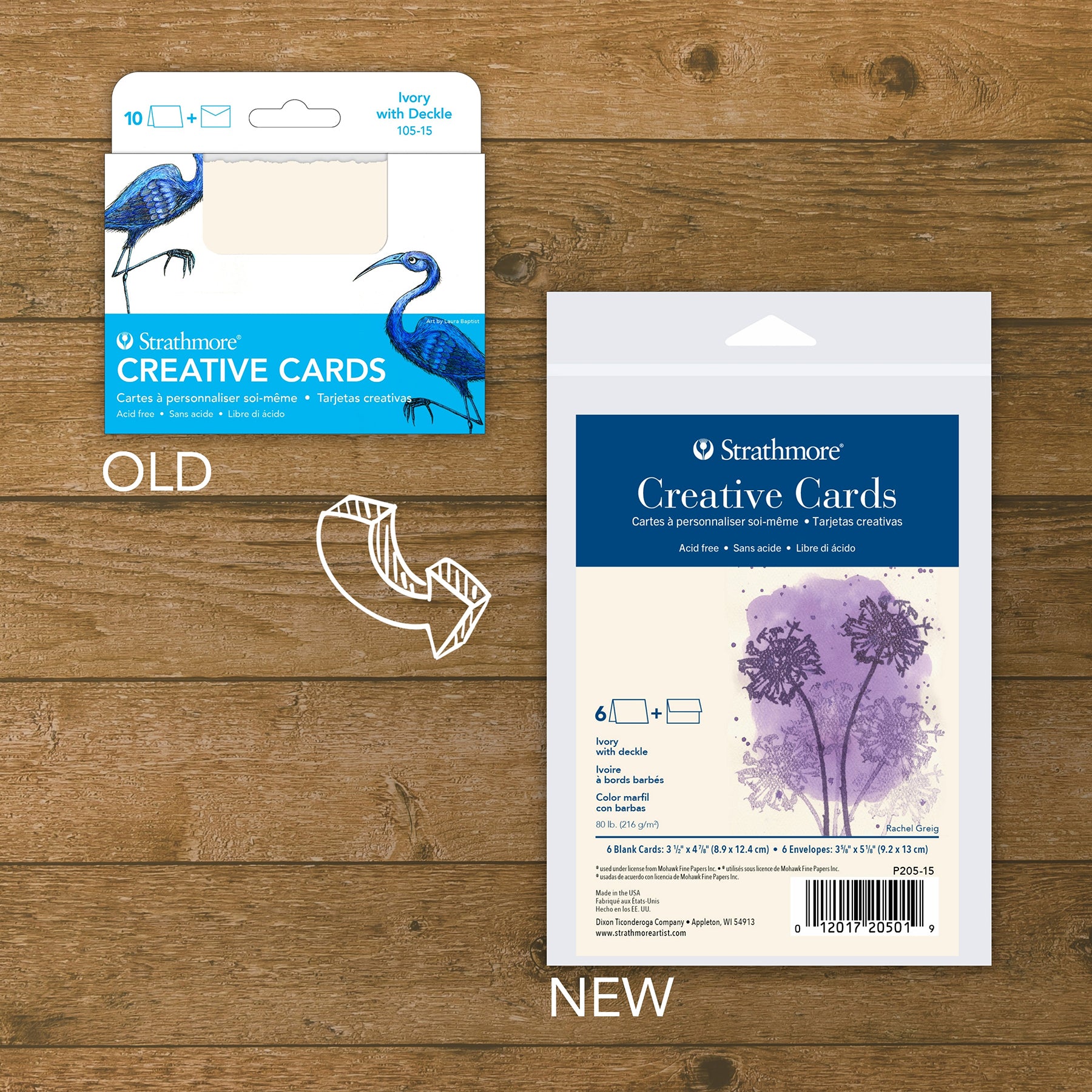 Creative Cards & Envelopes, Ivory with Deckle Edge, Anniversary Size, 3.5x4.875 inch, 6 Pack