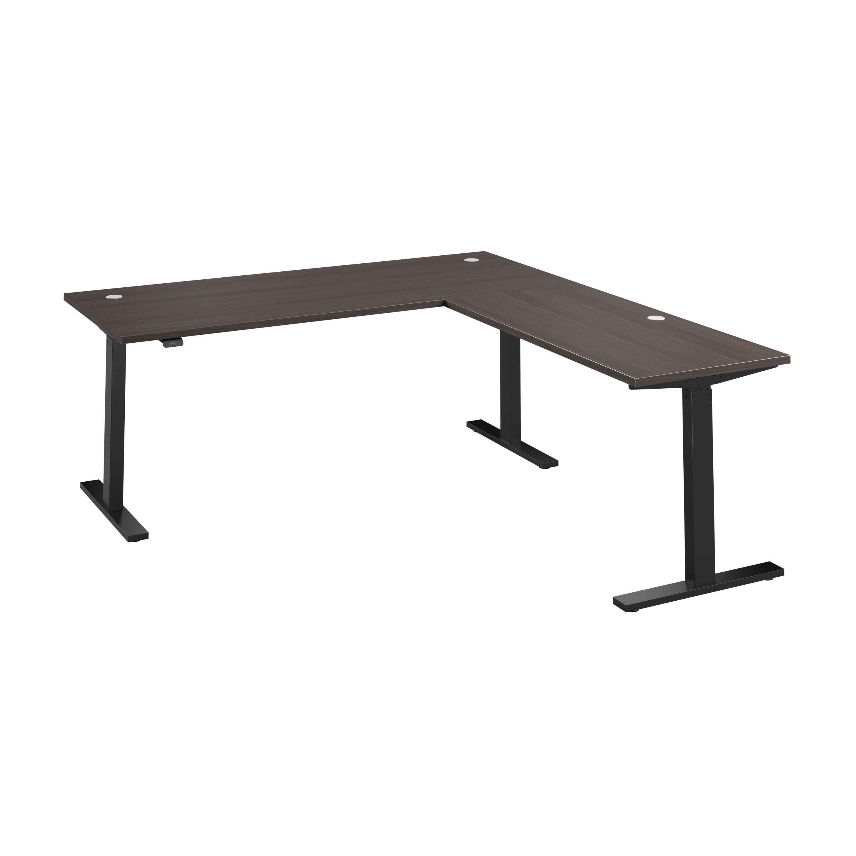 Bush Business Furniture Move 60 Series 72W Height Adjustable L Shaped Standing Desk in Storm Gray with Black Base - 71.02" Width x 76.97" Depth x 27.44" Height