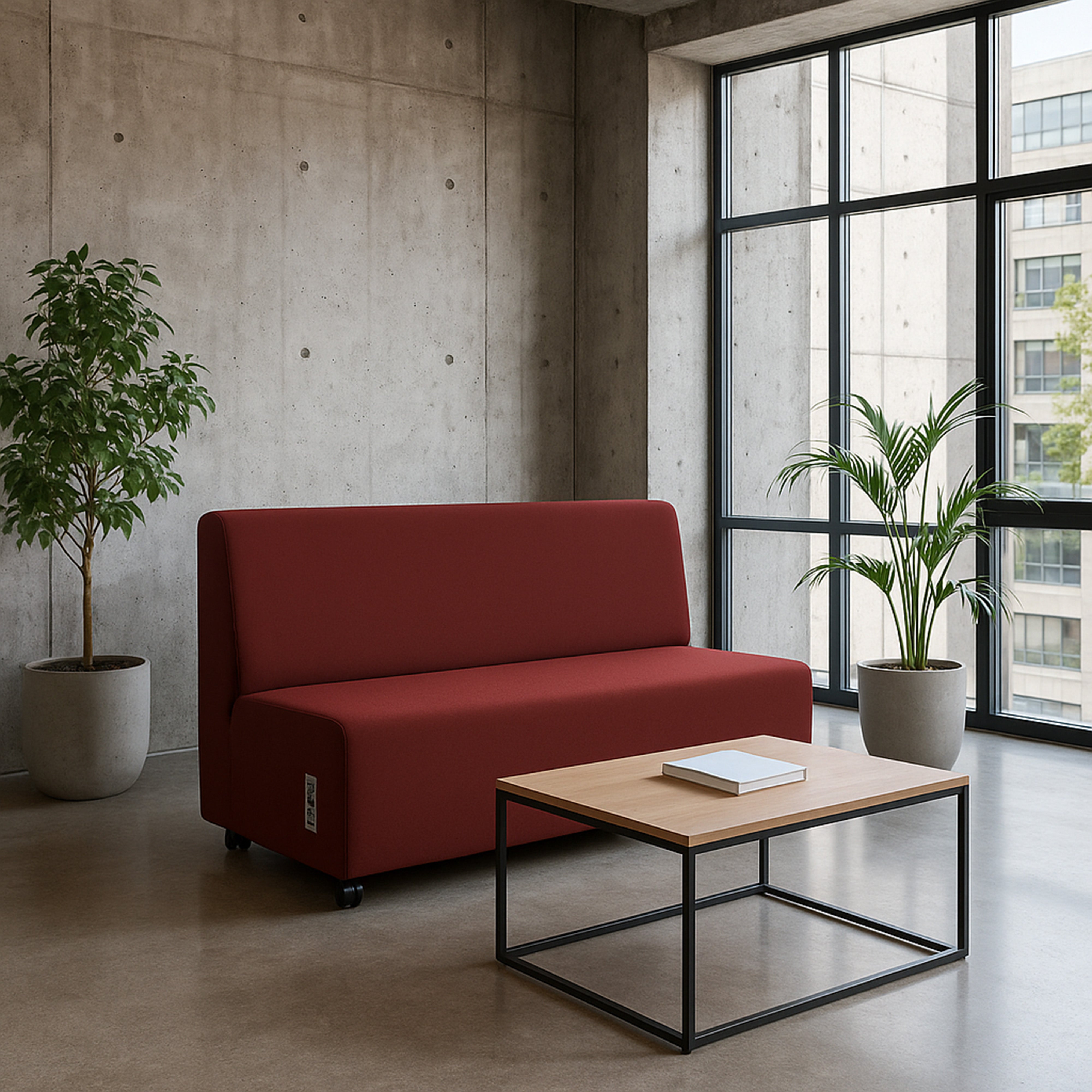 Pro Series Upholstered Armless Mobile Sofa with Tech Panel - Crimson