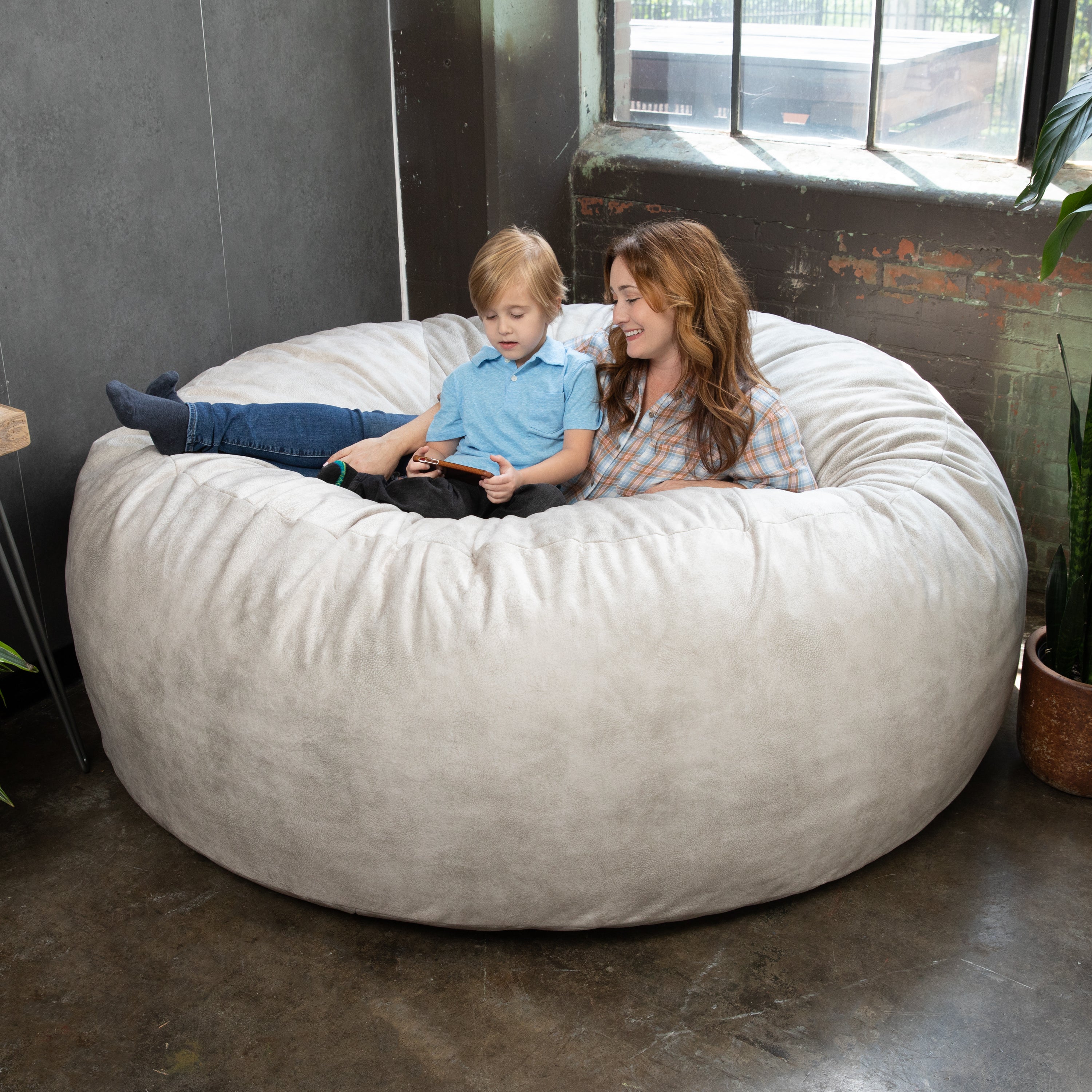 Jaxx Saxx 6 Foot Giant Bean Bag Chair - Padded Microvelvet, Beige
