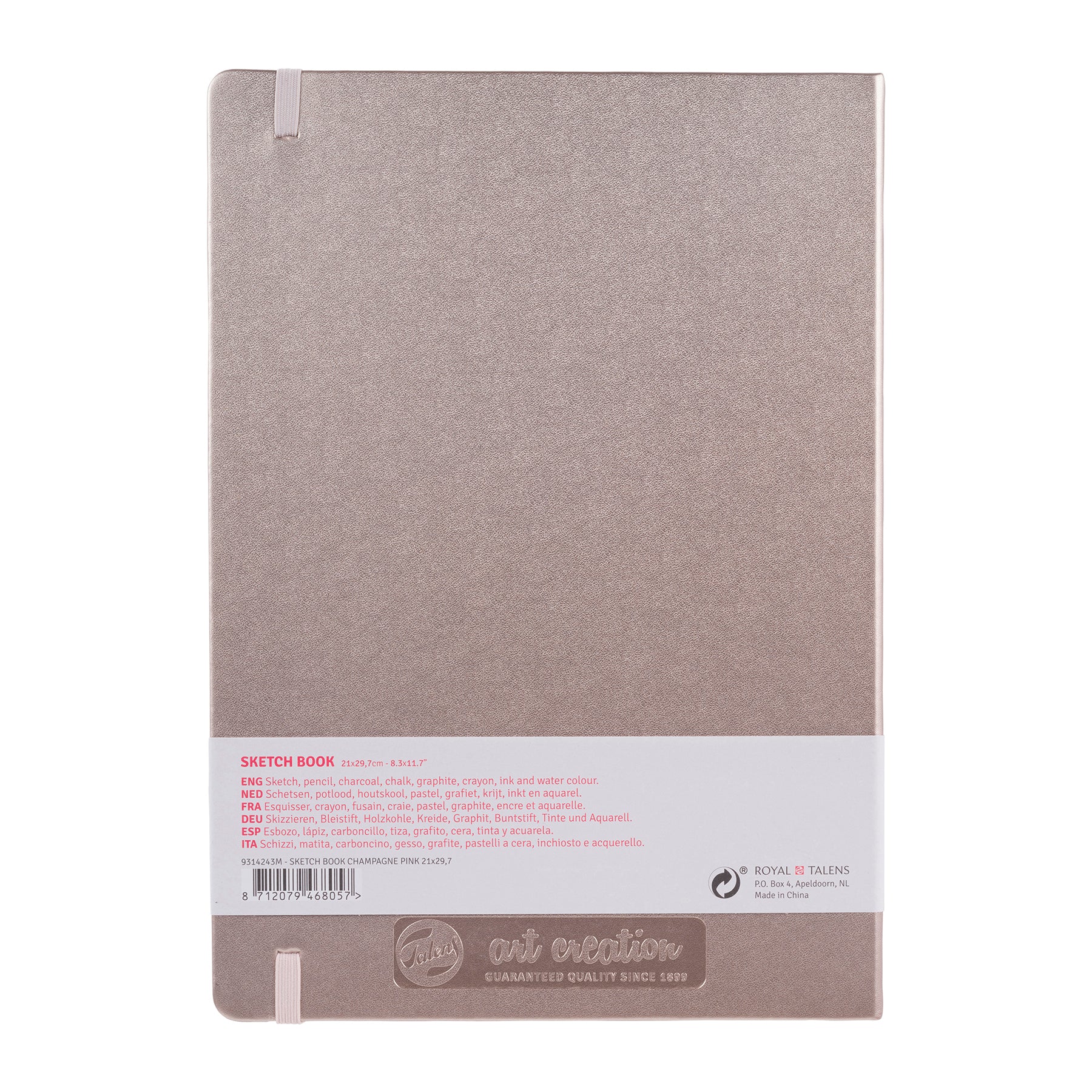Sketchbook, 80 Sheets, 90lbs, Pink Champagne Cover, 8.3" x 11.7" (A4)