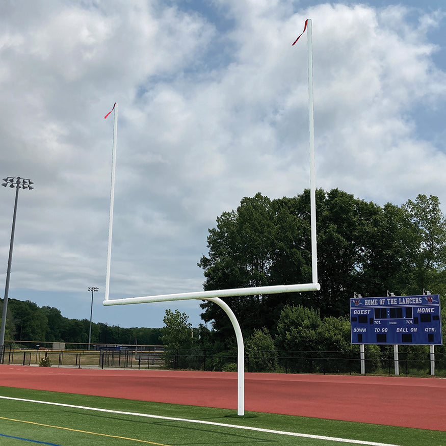 Football Goal Posts - 5-9/16 in. Pole | 6 ft. Offset | 20 ft. Uprights | 23 ft.-4 in. Wide [HS] | Semi-Perm - Steel (Yellow)