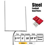 Football Goal Posts - 5-9/16 in. Pole | 6 ft. Offset | 20 ft. Uprights | 18 ft.-6 in. Wide [C] | Semi-Perm - Steel
