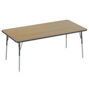 36" x 72" Rectangle T-Molding Activity Table with Adjustable Standard Swivel Glide Legs - Pasadena Oak/Navy