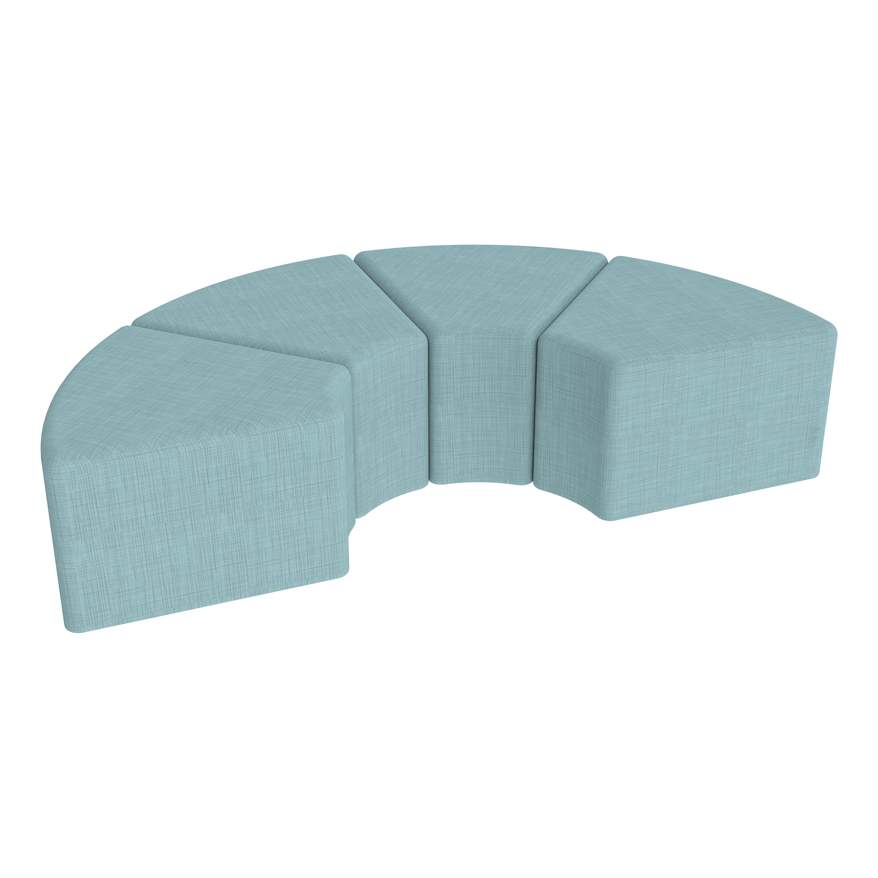 Pro Series Upholstered Arc Ottoman 12" Height, 4-Piece - Sky Blue Crosshatch