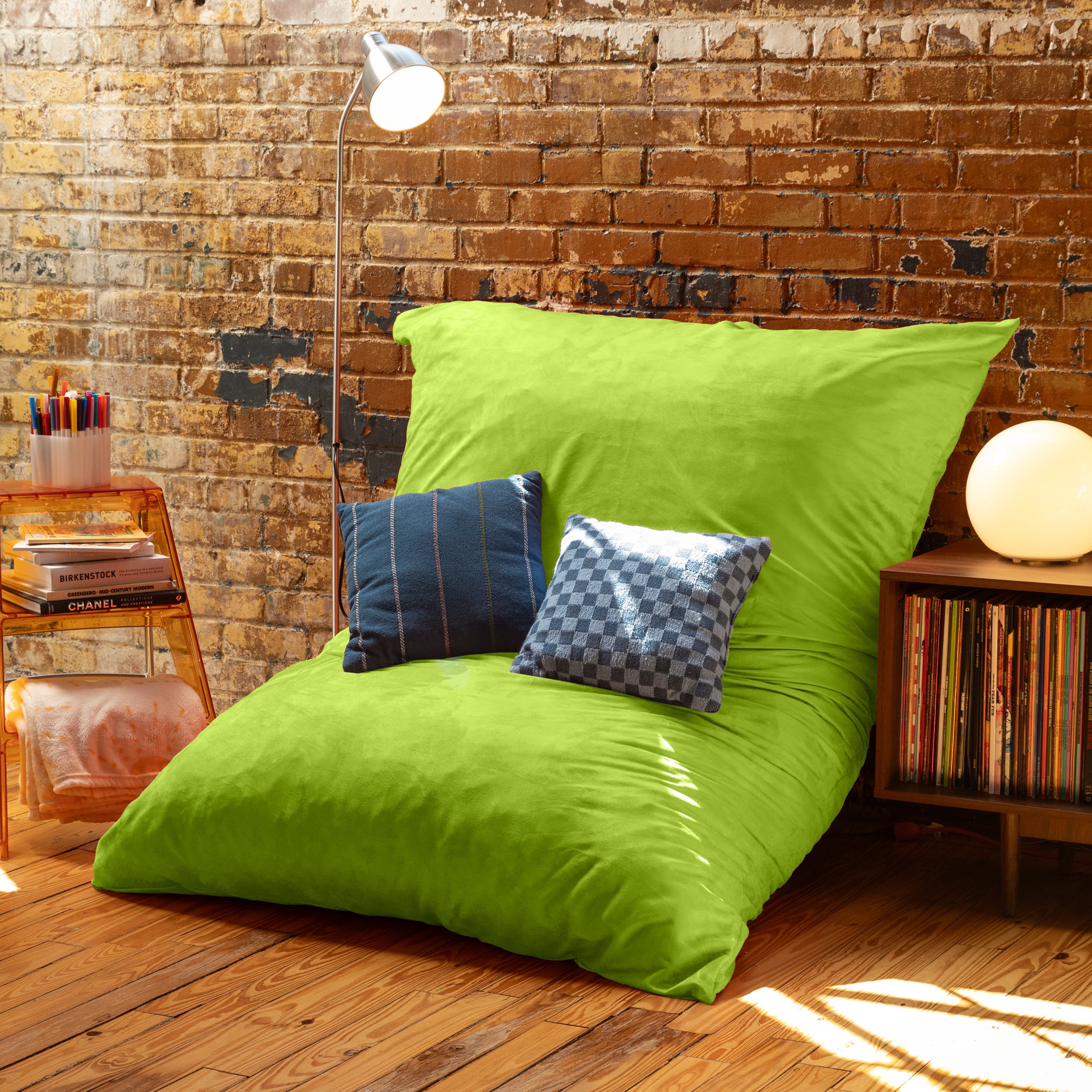 Jaxx Pillow Saxx 5.5-Foot - Huge Bean Bag Floor Pillow and Lounger, Lime