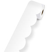 White Rolled Scalloped Bulletin Board Borders, 3 Inch x 65 Feet
