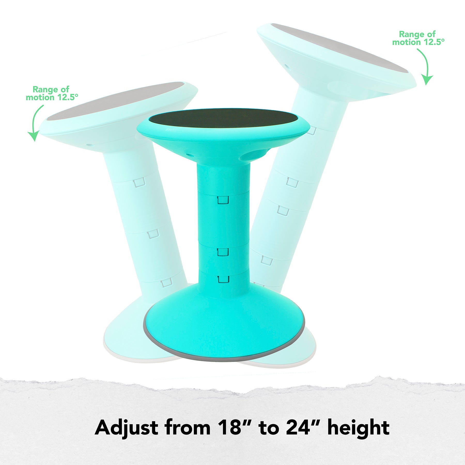 Wiggle stool, 12 to 24-inch, Teal