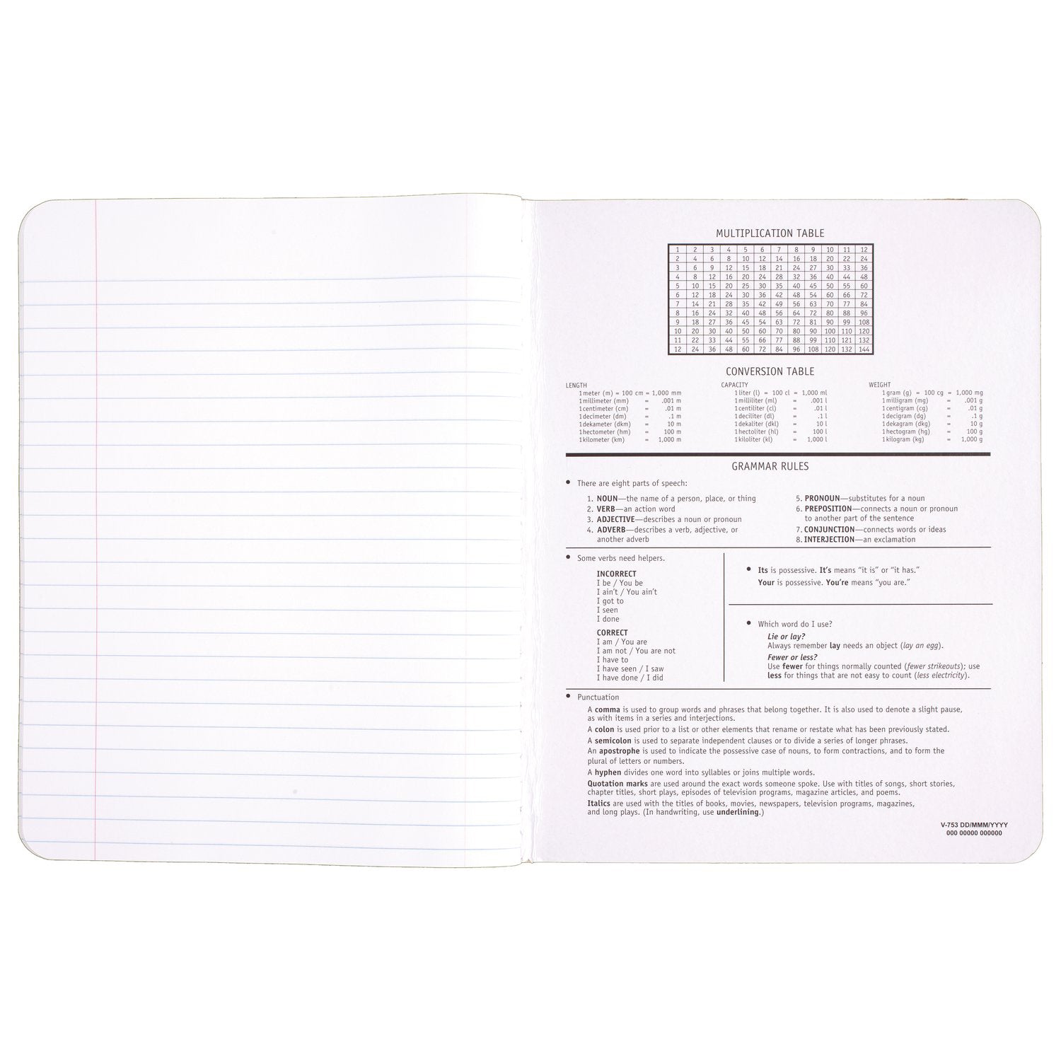Composition Book, Wide Ruled, 100 Sheets, 9 3/4" x 7 1/2", Black Marble
