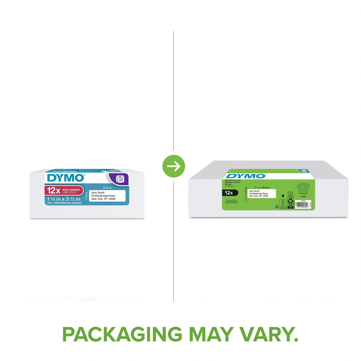 12 LW MAILING LABEL 1.125X3.5 WHT