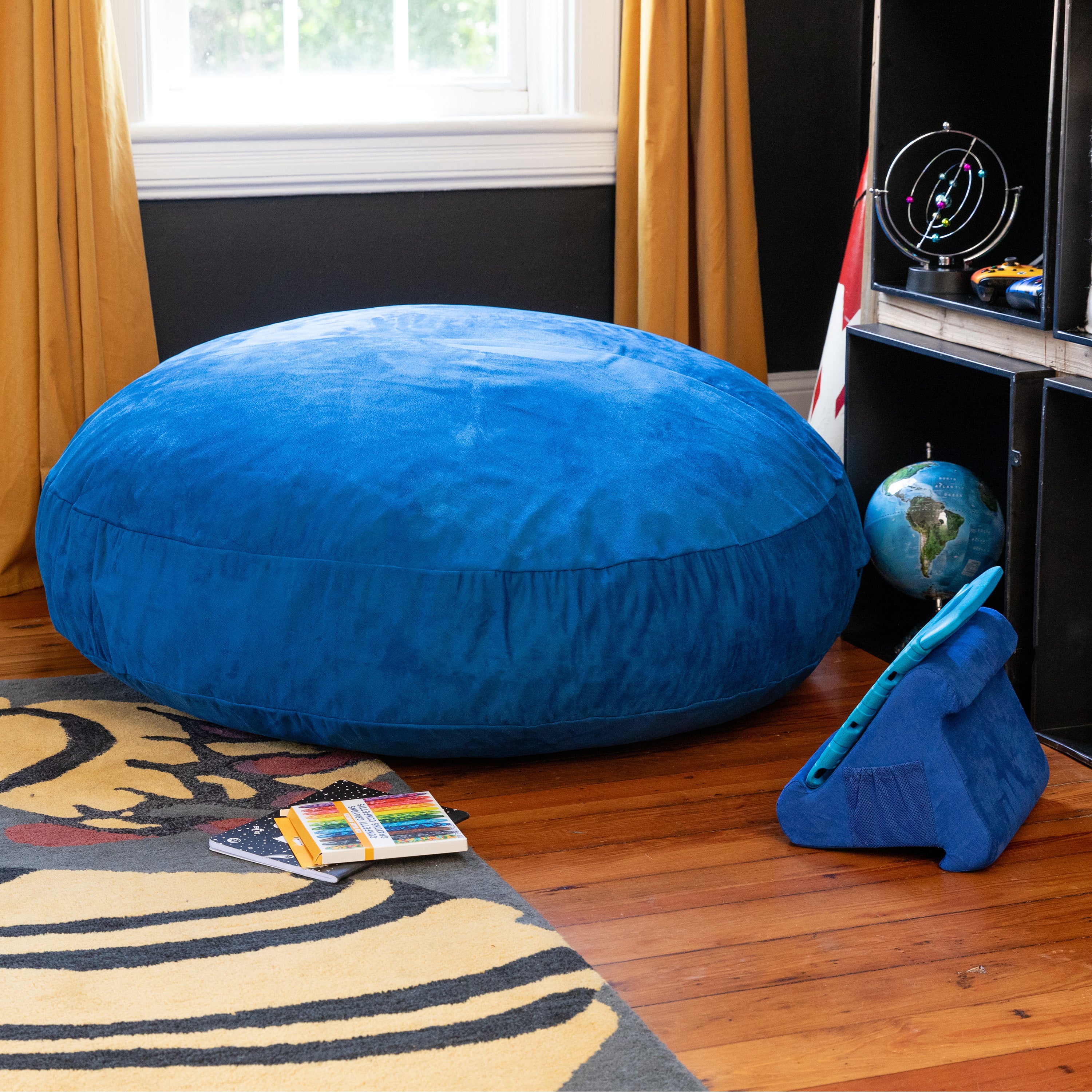 Jaxx Cocoon 4 Foot Bean Bag Chair and Crash Pad, Blueberry