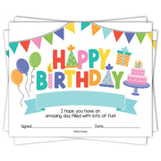 Colorful Happy Birthday Certificates For Students, Set of 25