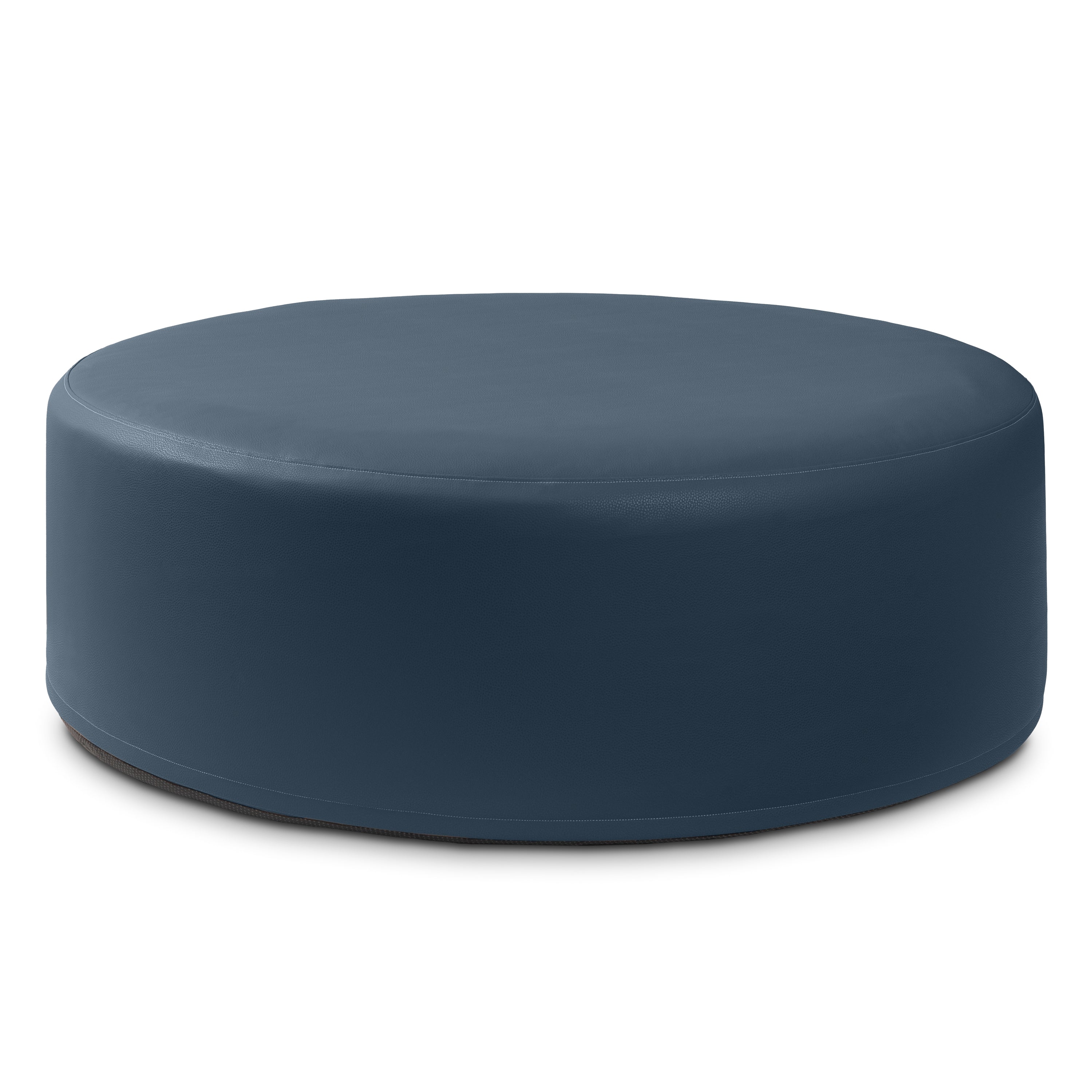 Jaxx Candler Round Couch Ottoman – Oversized Giant Coffee Table Ottoman - Versatile Firm Foam Construction - Kid Safe with Removable Cover, 44”, Premium Faux Leather, Oxford Blue