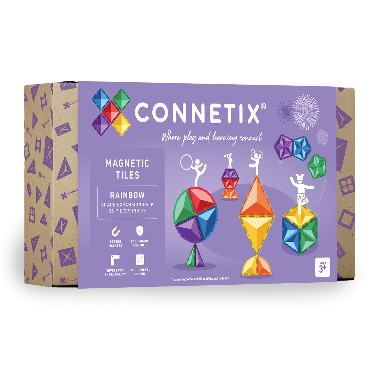 Magnetic Tiles Rainbow Shape Expansion Pack, 36 Pieces
