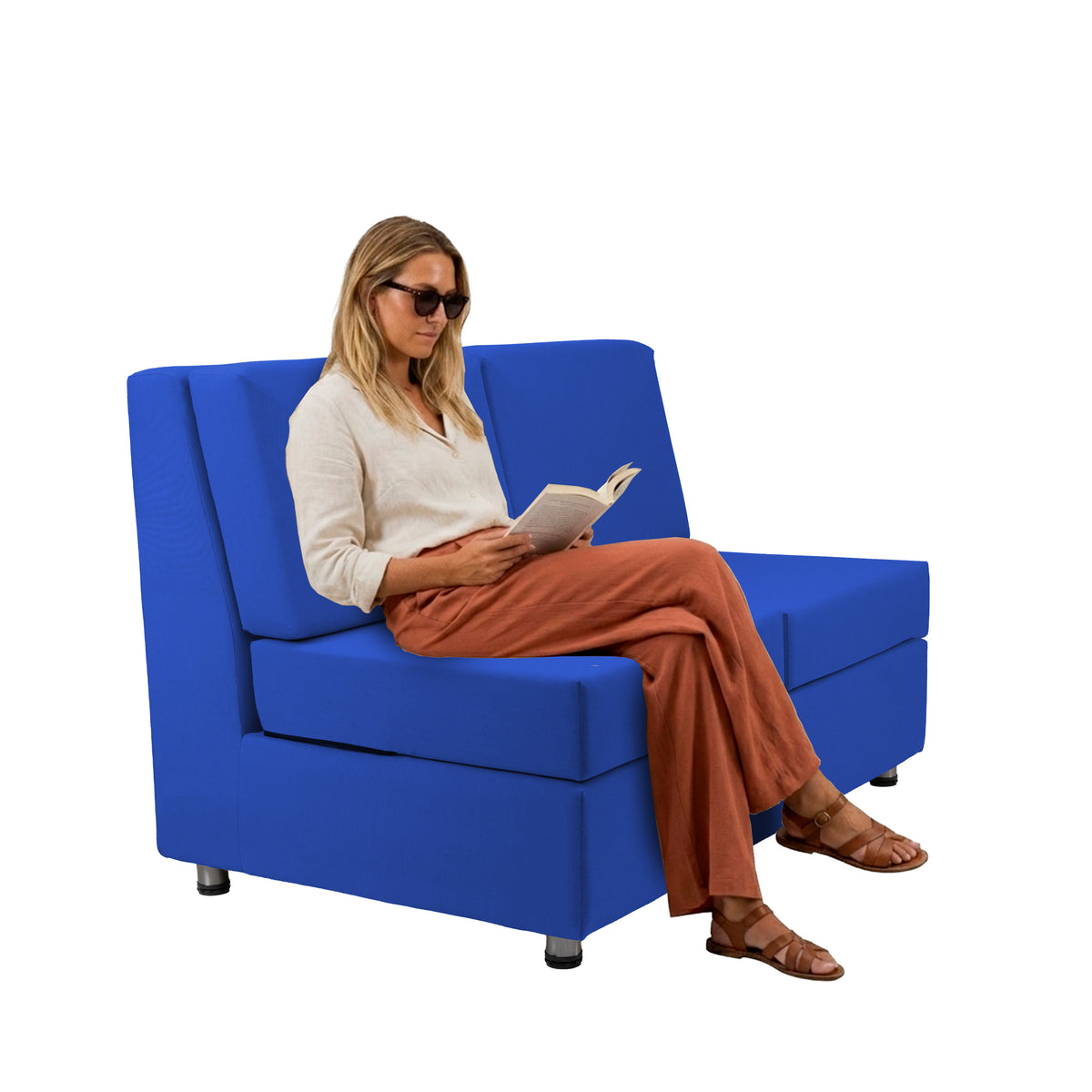 Outdoor Armless Sofa with Sunbrella - Canvas Pacific Blue