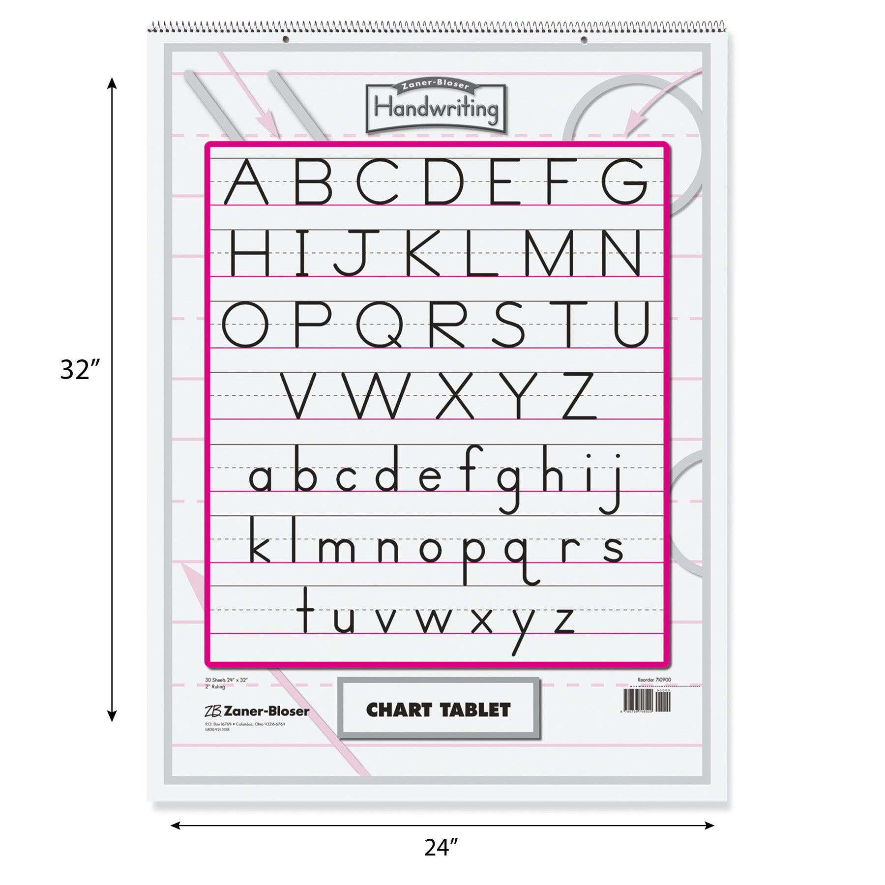 Chart Tablet, Manuscript Cover, 2" Ruled 24" x 32", 30 Sheets