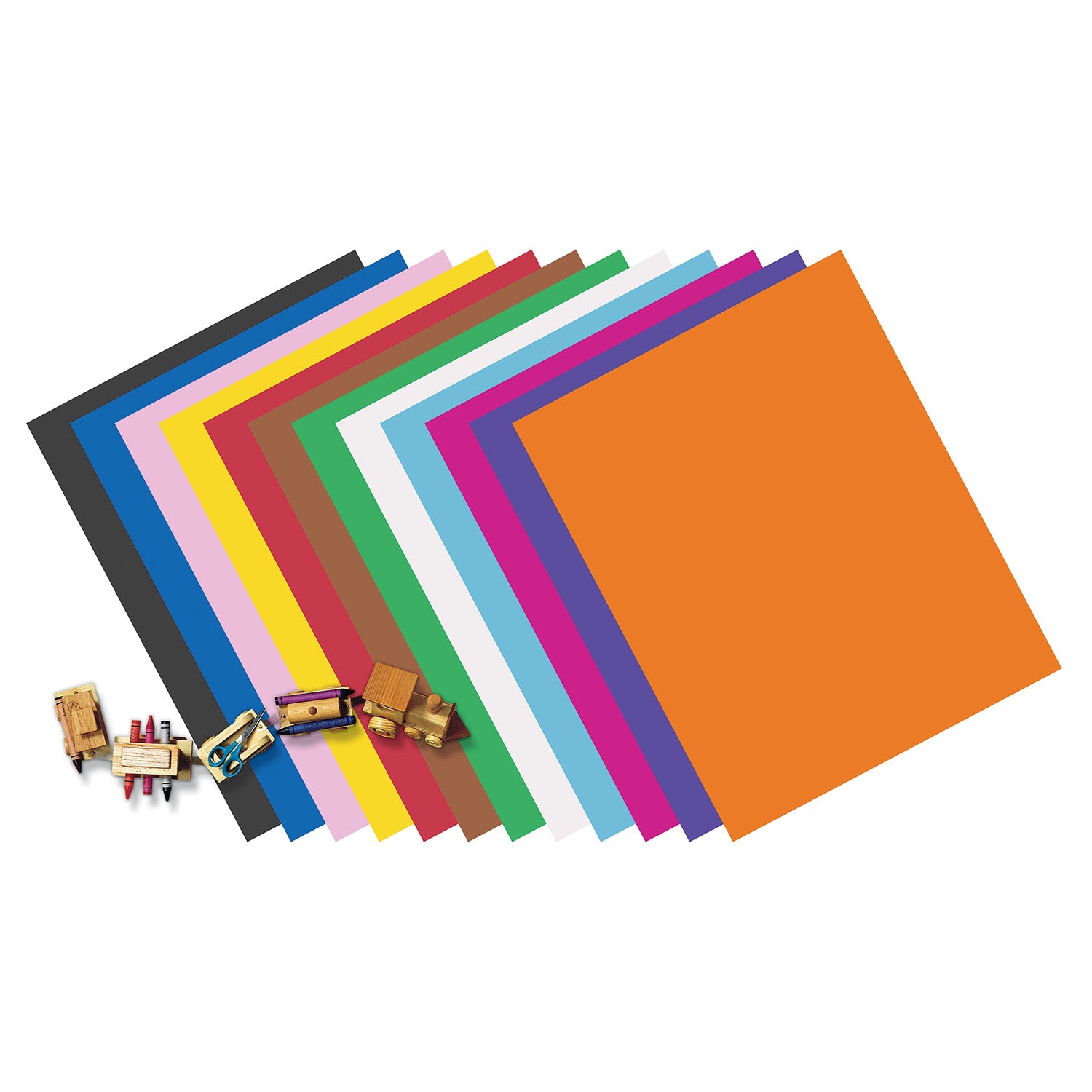 4-Ply Railroad Board, 10 Assorted Colors, 22" x 28", 50 Sheets