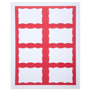 Adhesive Badges, Red Border, Pack of 200