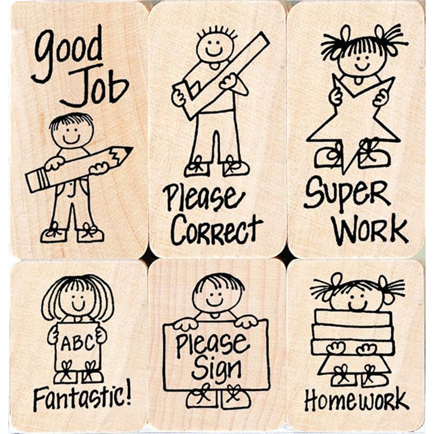 Big 'n' Little Hero Kids For Teachers Stamps, Set of 6