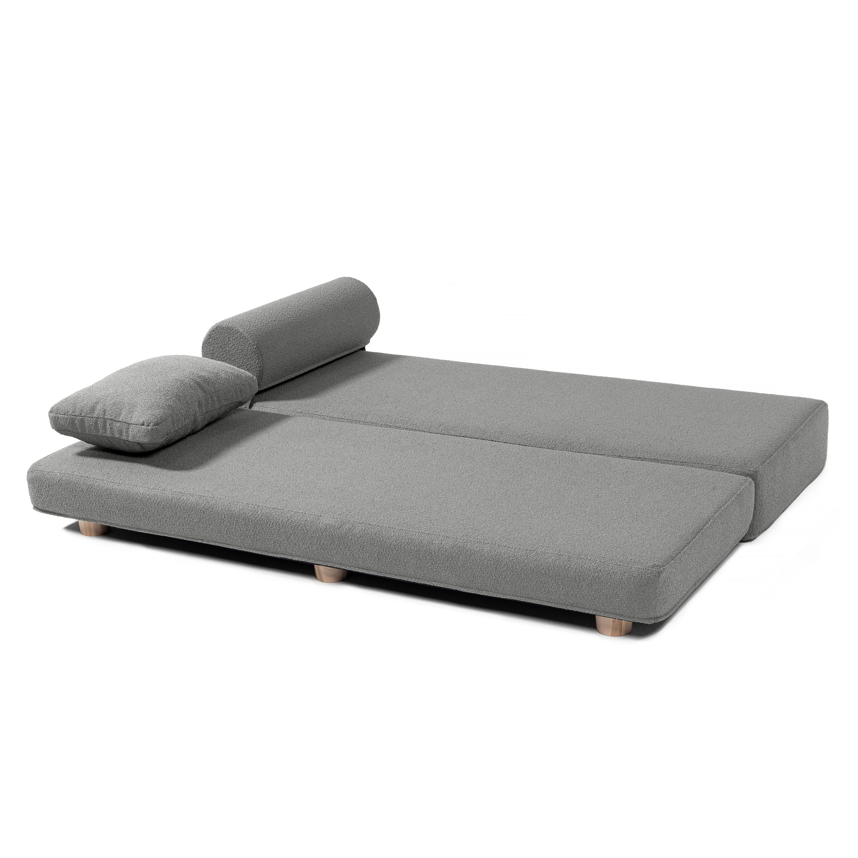 Jaxx Avida Daybed – Fold Out Queen Sleeper – Premium Boucle: Sleek and Modern Lounge for Relaxing and Overnight Guests - White