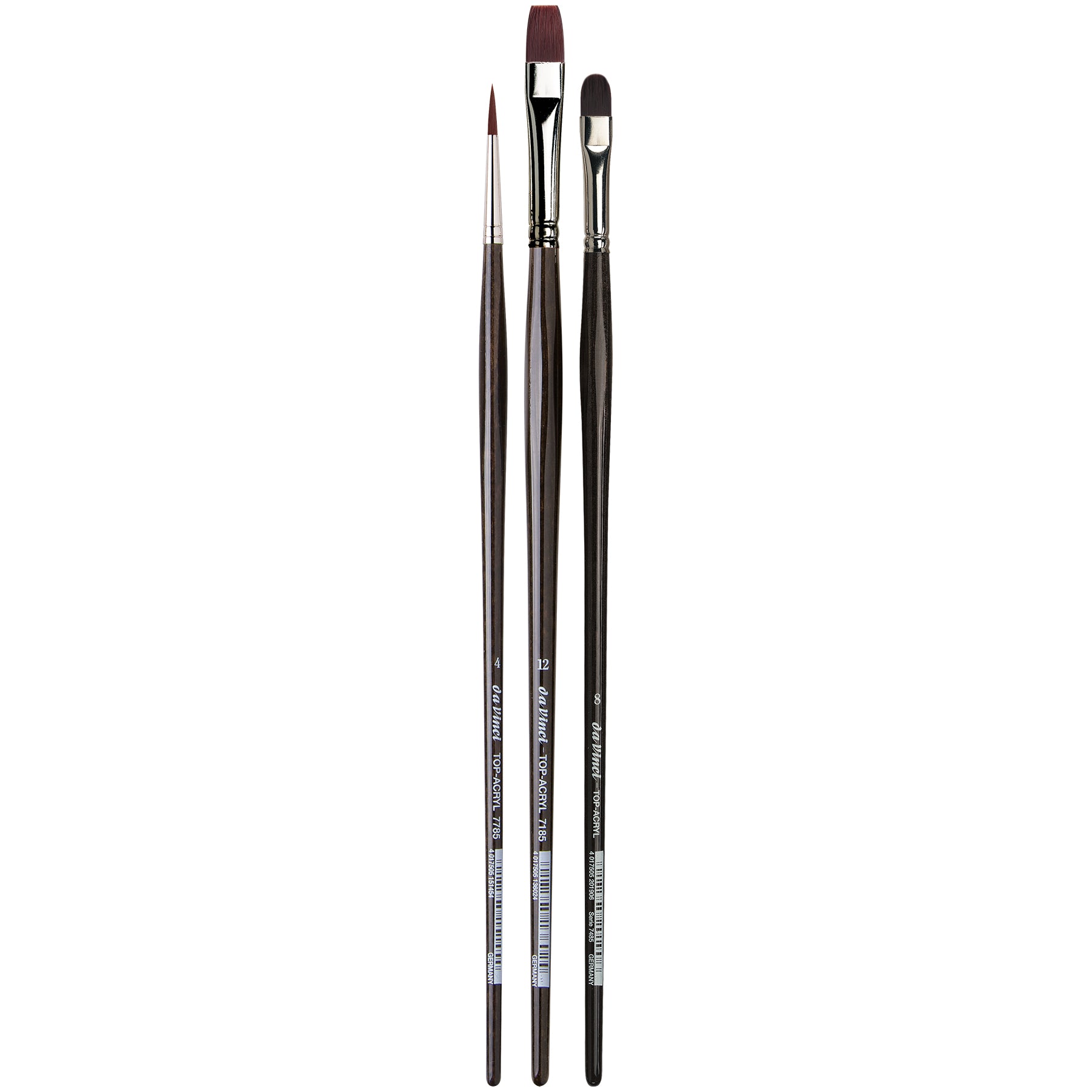 TOP-ACRYL Assorted Brushes, Synthetic, Oil & Acrylic, 3 Brush Set