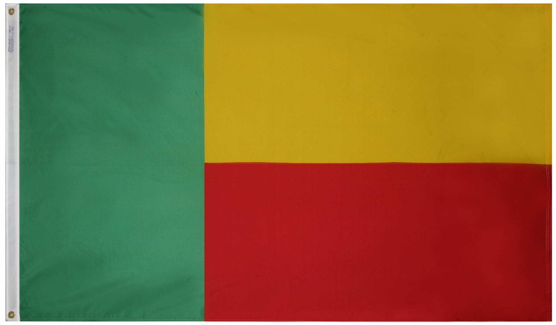 Benin Flag 5x8 ft. Nylon SolarGuard Nyl-Glo 100% Made in USA to Official United Nations Design Specifications.