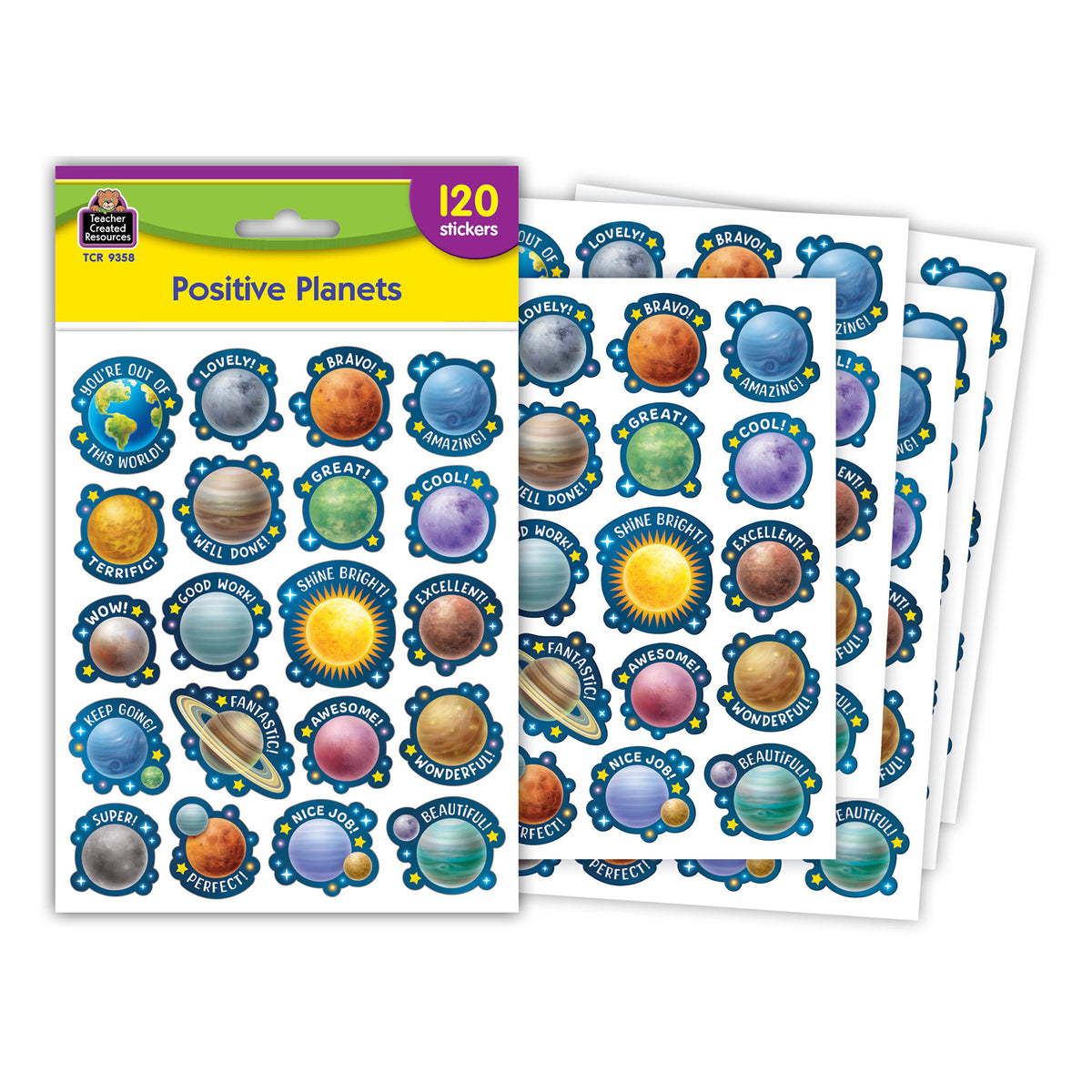 (3 PK) POSITIVE PLANETS STICKERS